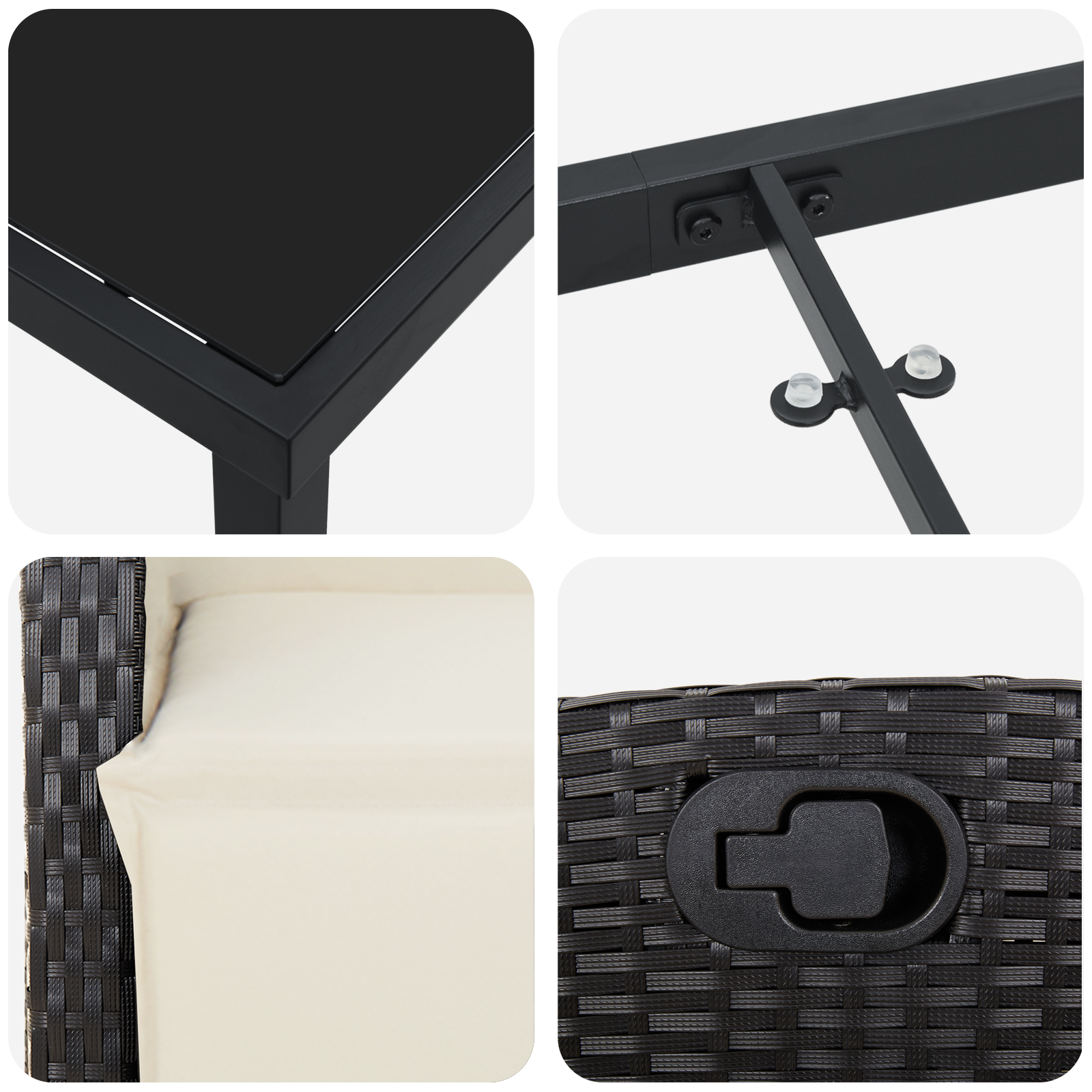 Set de mese de grădină 3 piese Negru Poliratan GartenMobel Dekor