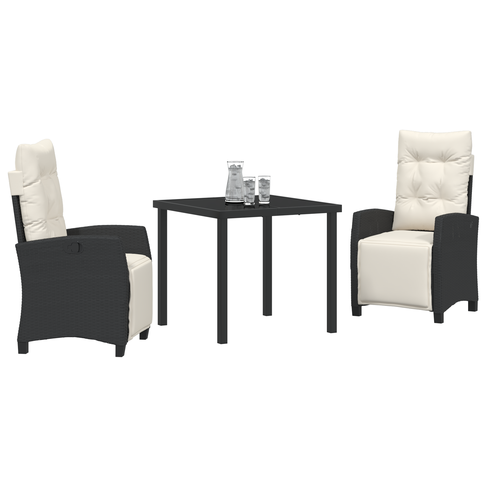 Set de mese de grădină 3 piese Negru Poliratan GartenMobel Dekor