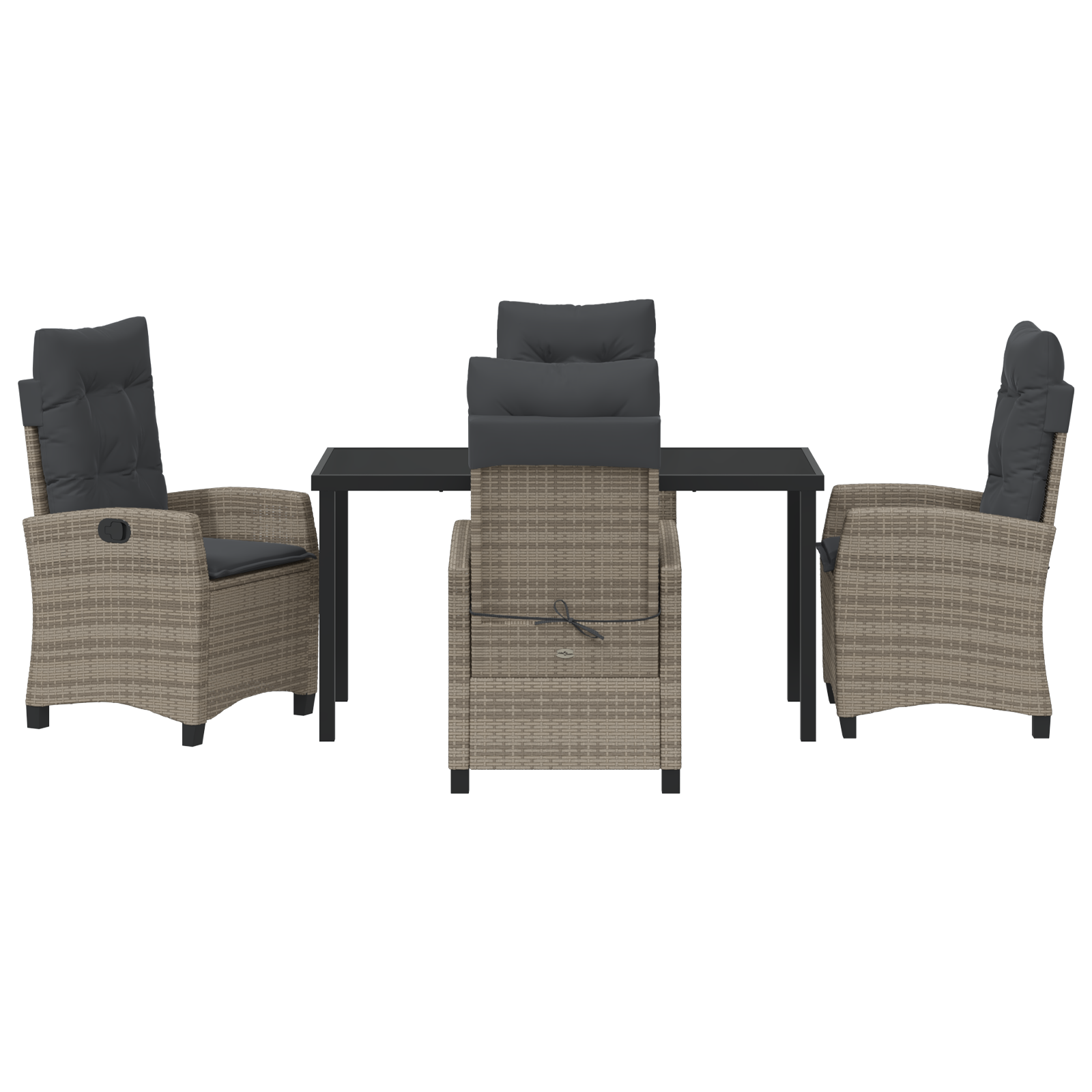 Set de mese de grădină 5 piese cu perne gri Rattan poli GartenMobel Dekor
