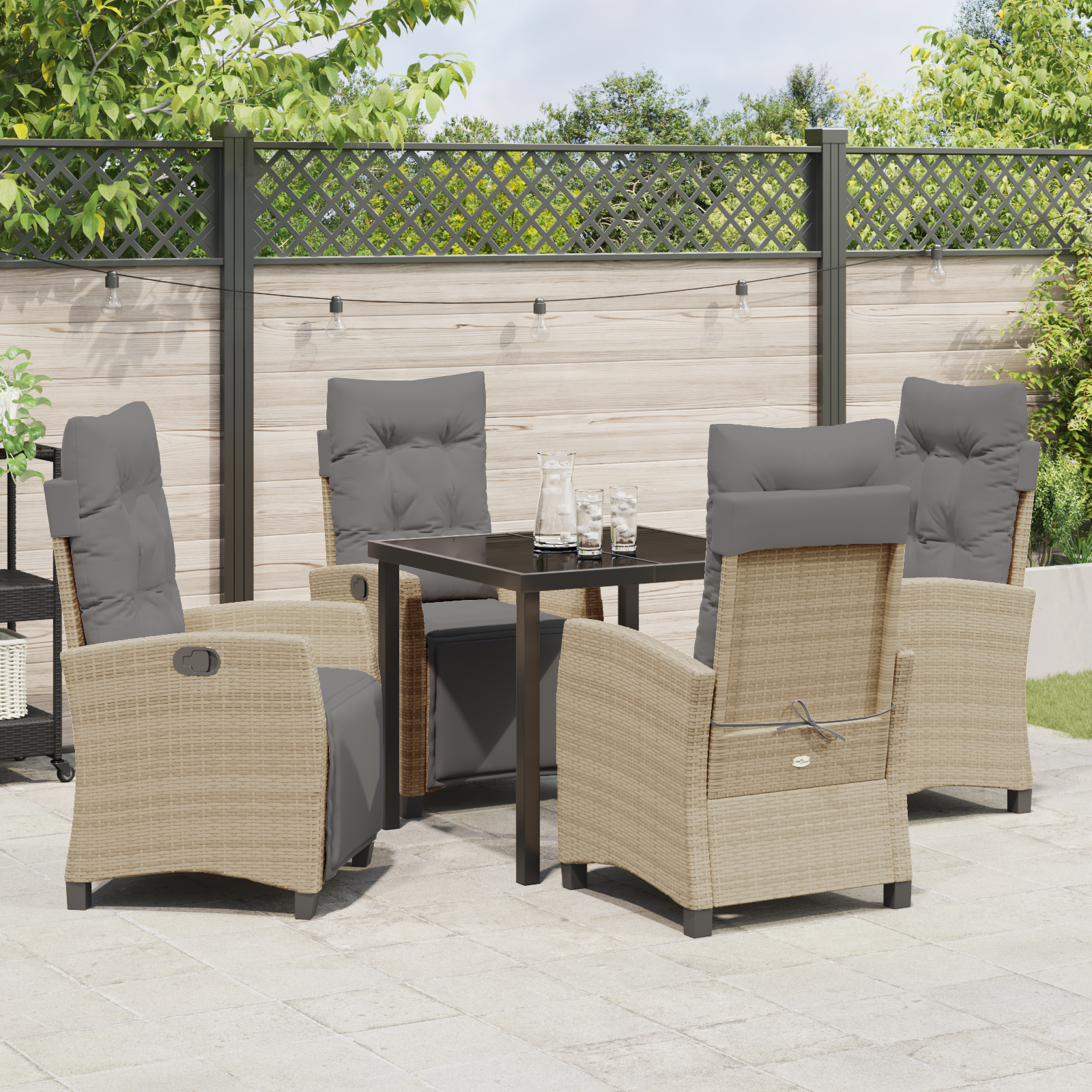 Set de mobilier de grădină 5 piese bej din rattan poli GartenMobel Dekor