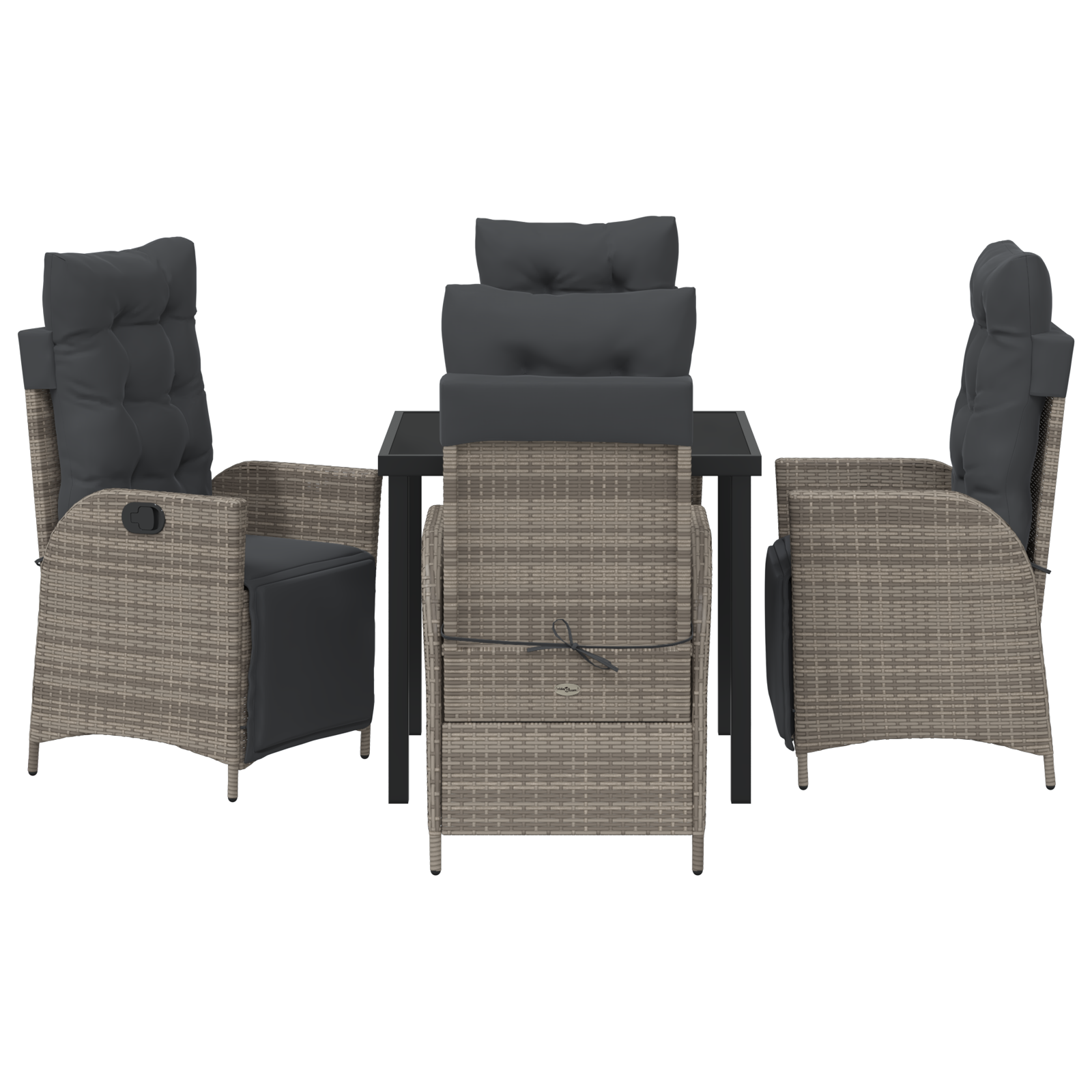 Set 5 piese dining grădină gri din rattan PE GartenMobel Dekor