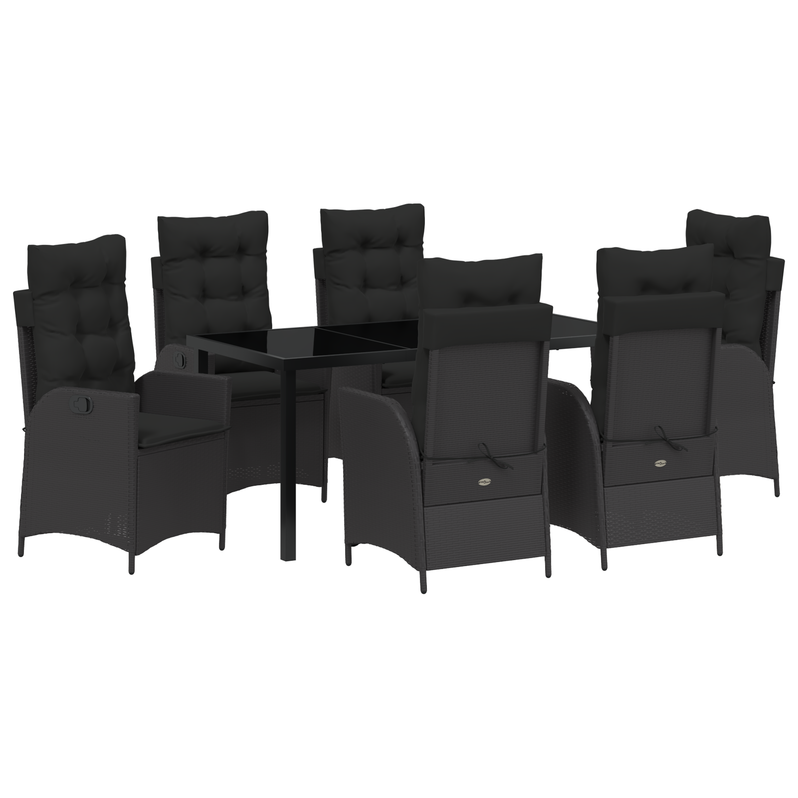 Set Dining Grădină 7 Piese cu Perne Negru Ratan Poli GartenMobel Dekor