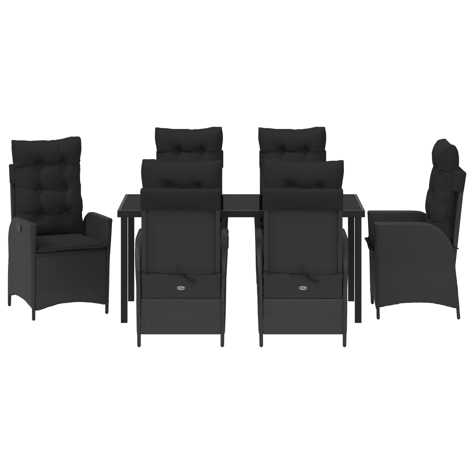 Set Dining Grădină 7 Piese cu Perne Negru Ratan Poli GartenMobel Dekor