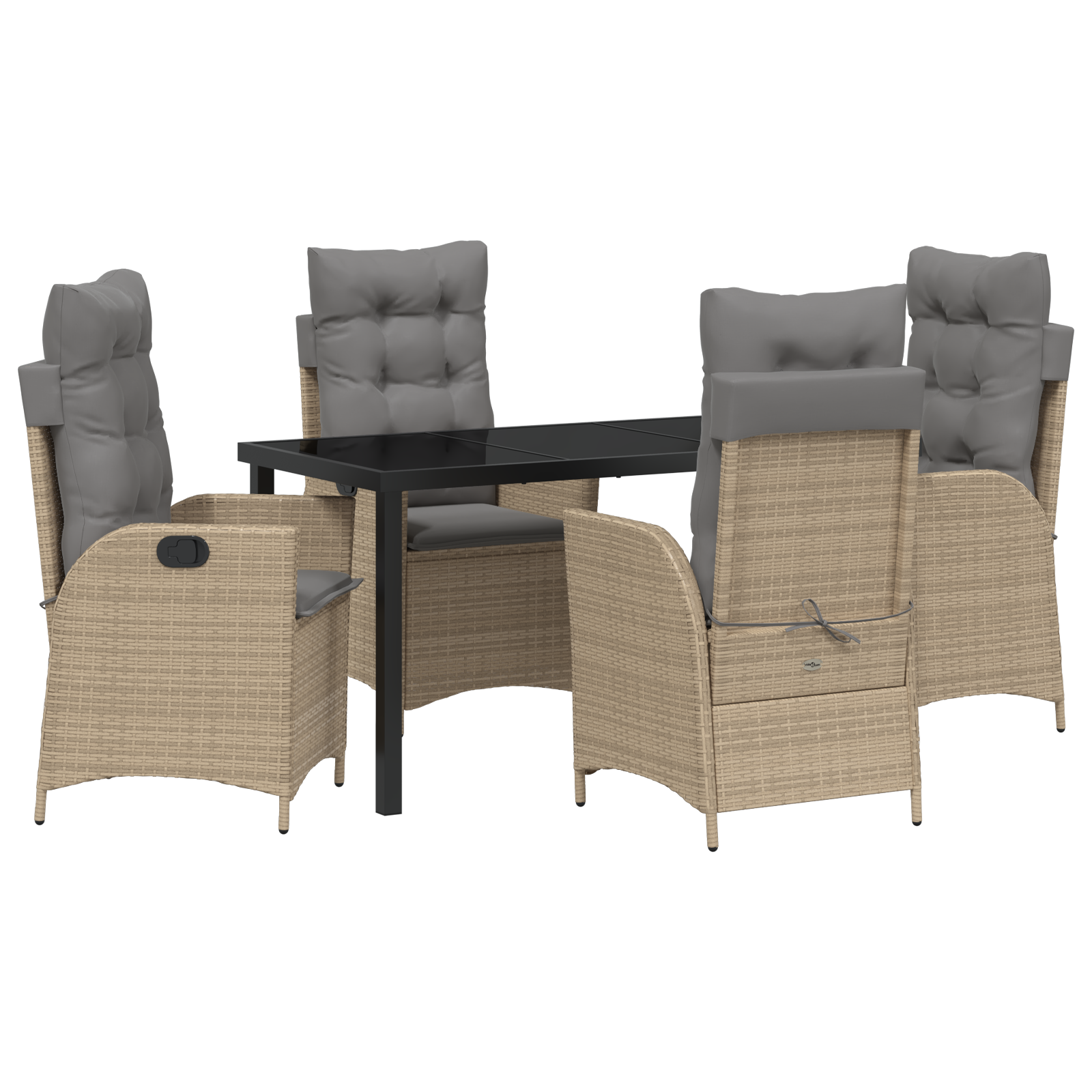Set Dining Grădină cu Pernă 5 Piese Bej Ratan Polimeric GartenMobel Dekor
