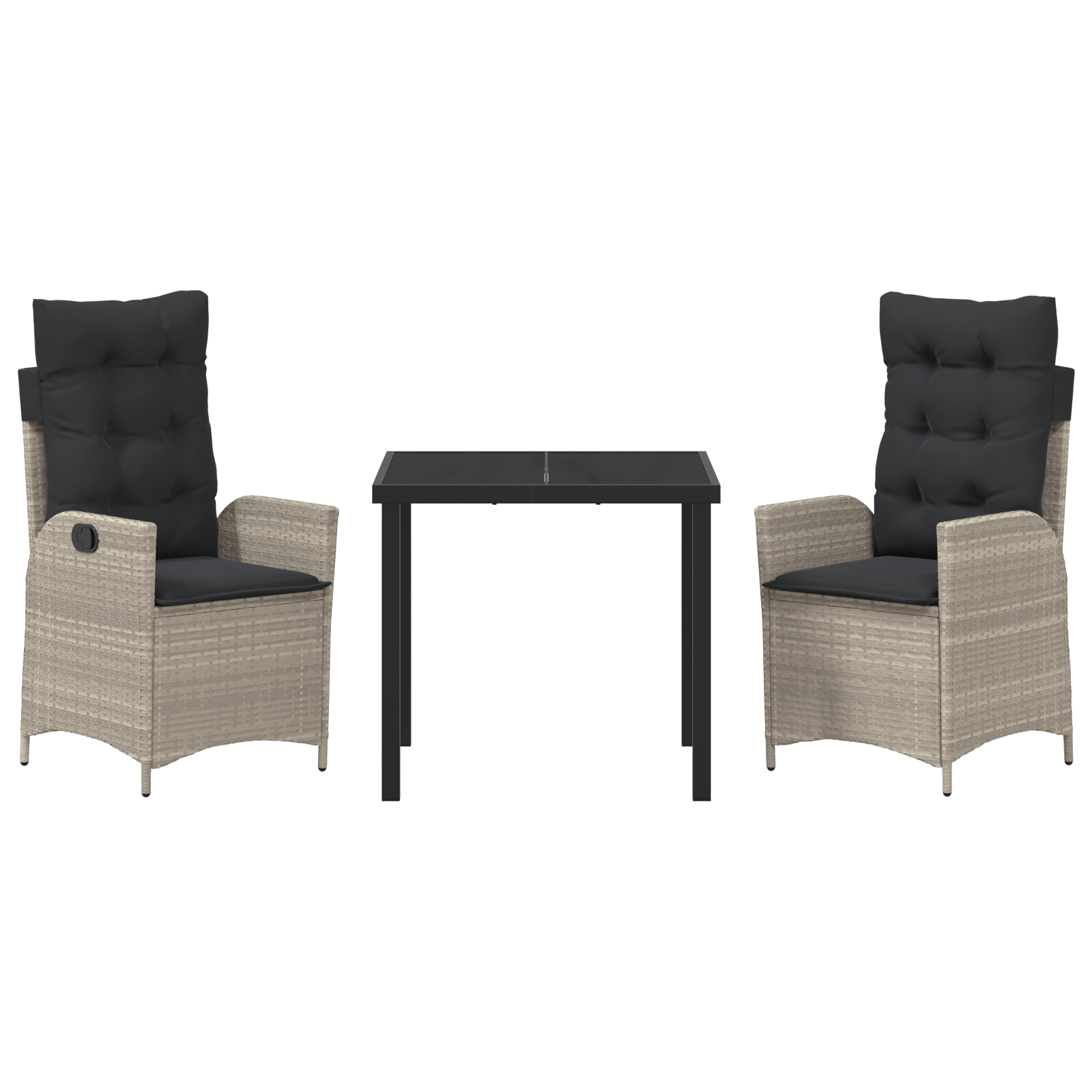 Set de 2 Gri deschis, Antracit Rattan PE, Oțel Vopsit Electrostatic GartenMobel Dekor