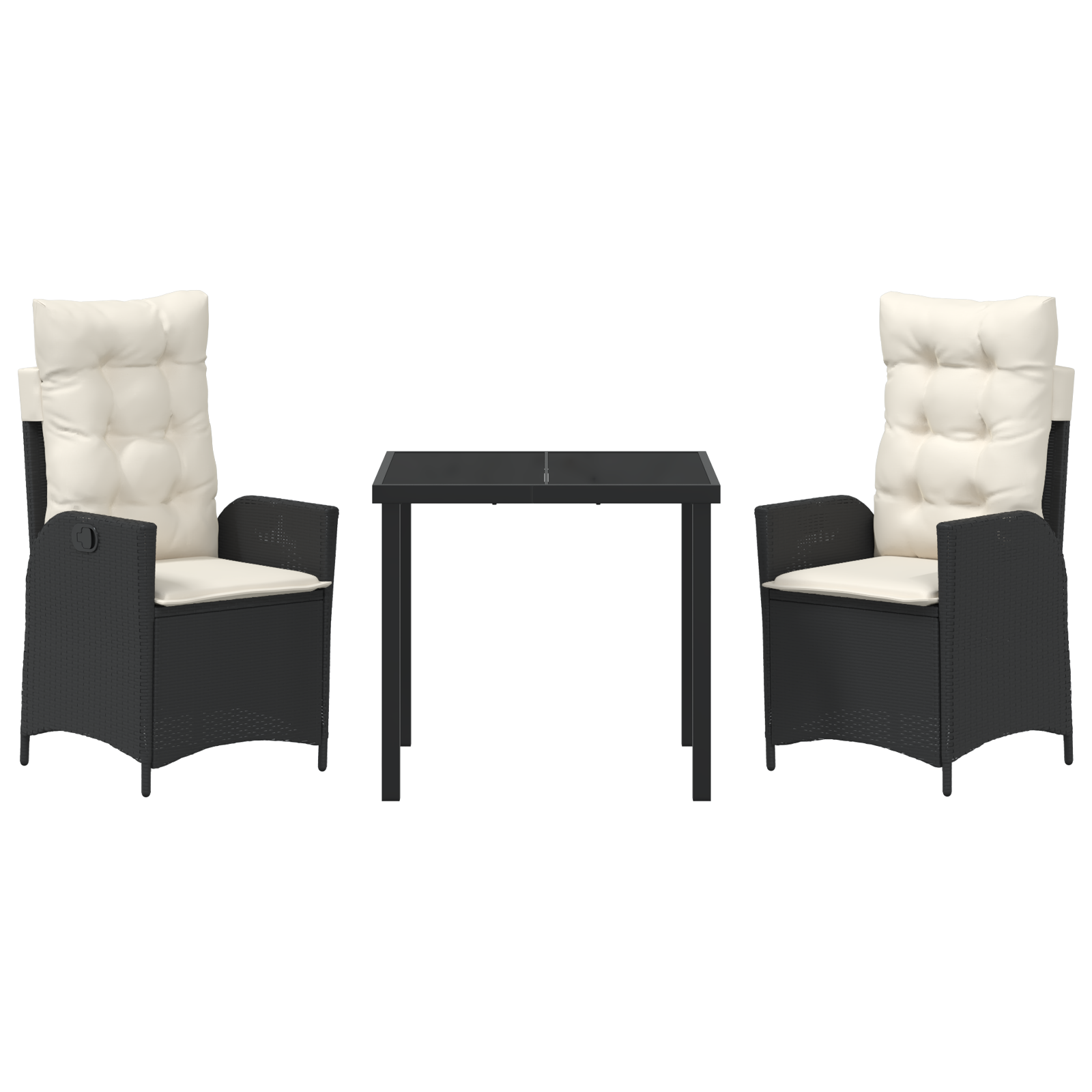 Set de 2 Negru Ratan PE Mediu Cotieră ajustabilă GartenMobel Dekor