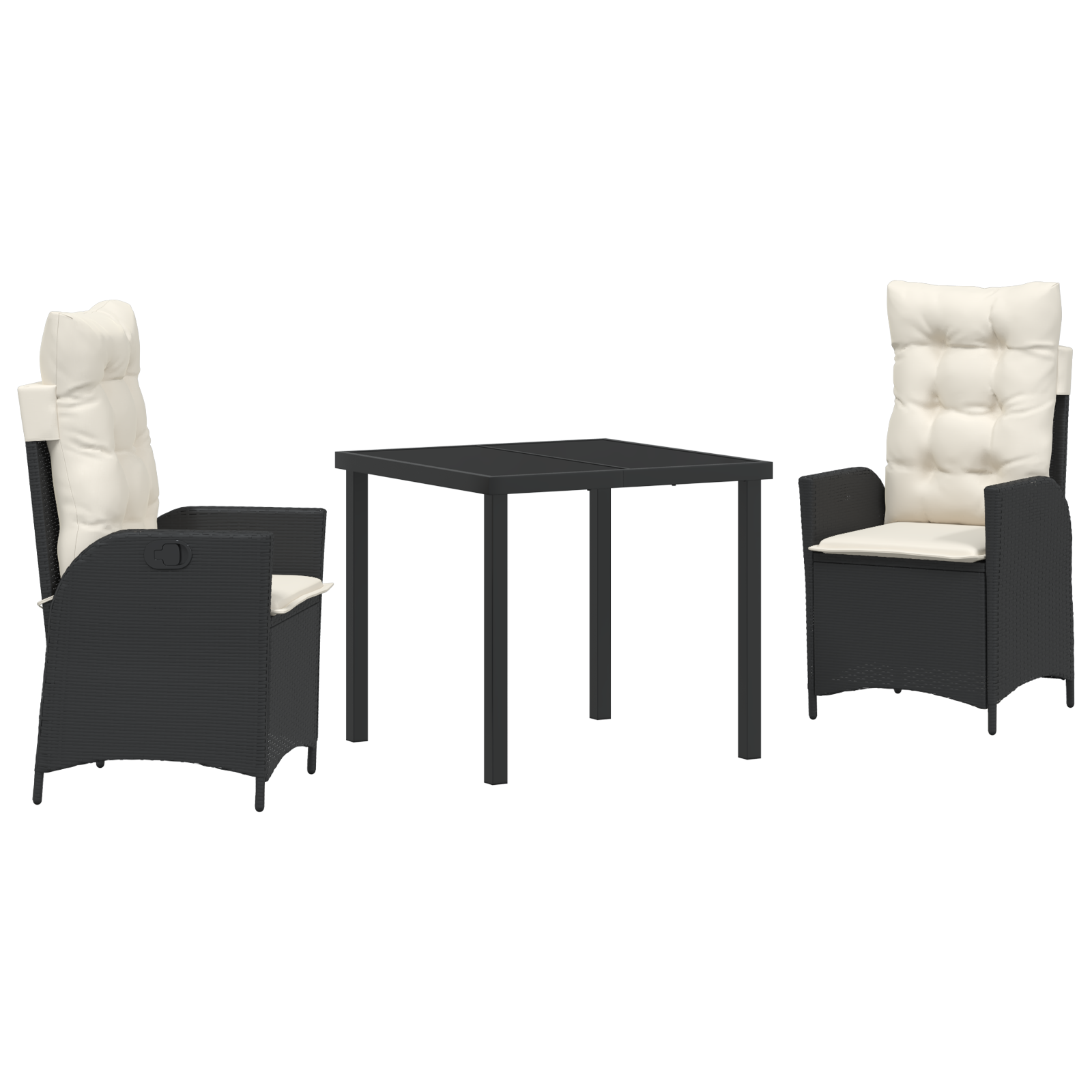 Set de 2 Negru Ratan PE Mediu Cotieră ajustabilă GartenMobel Dekor