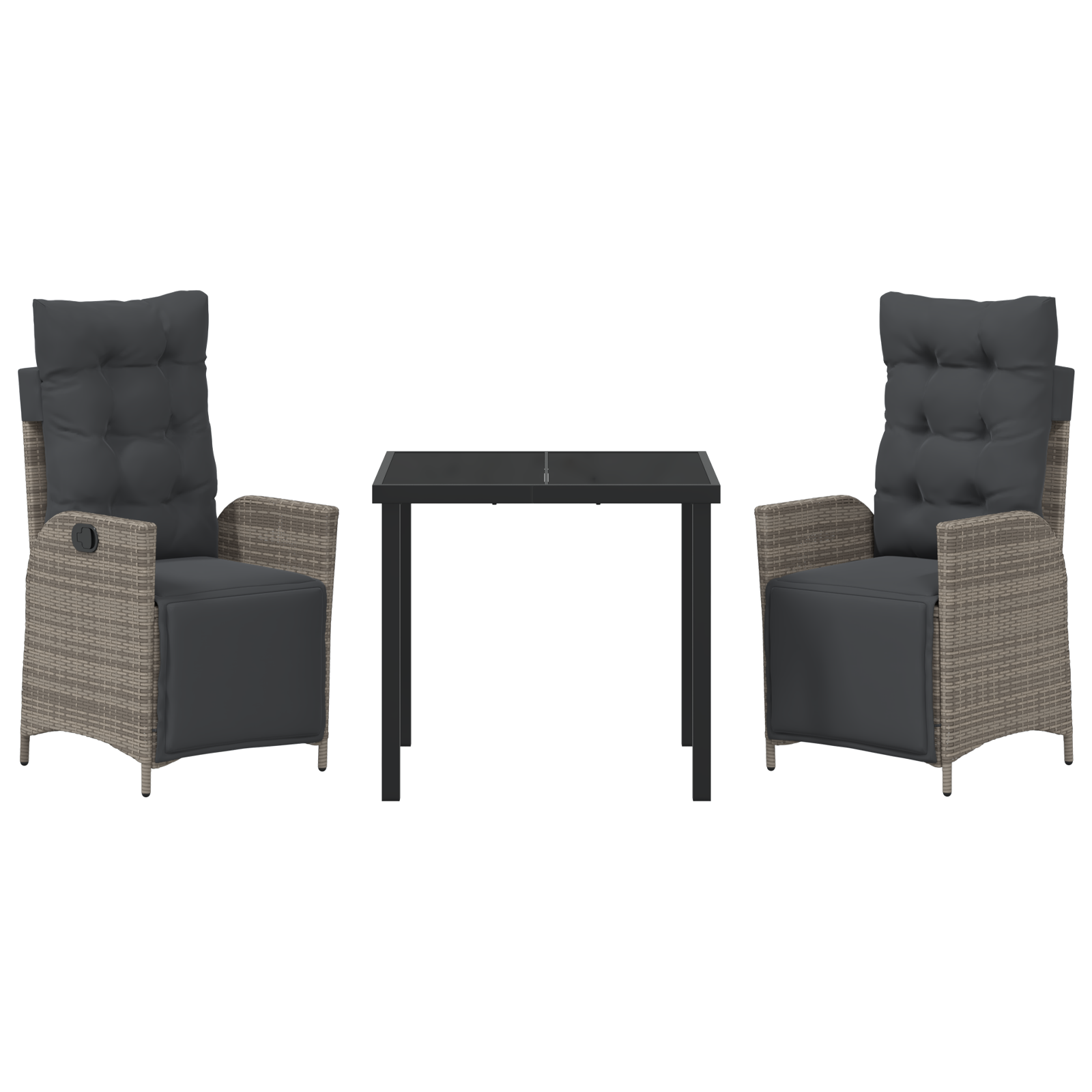 Set de 3 Piese de Dining pentru Grădină Gri Ratan Polipropilenic GartenMobel Dekor