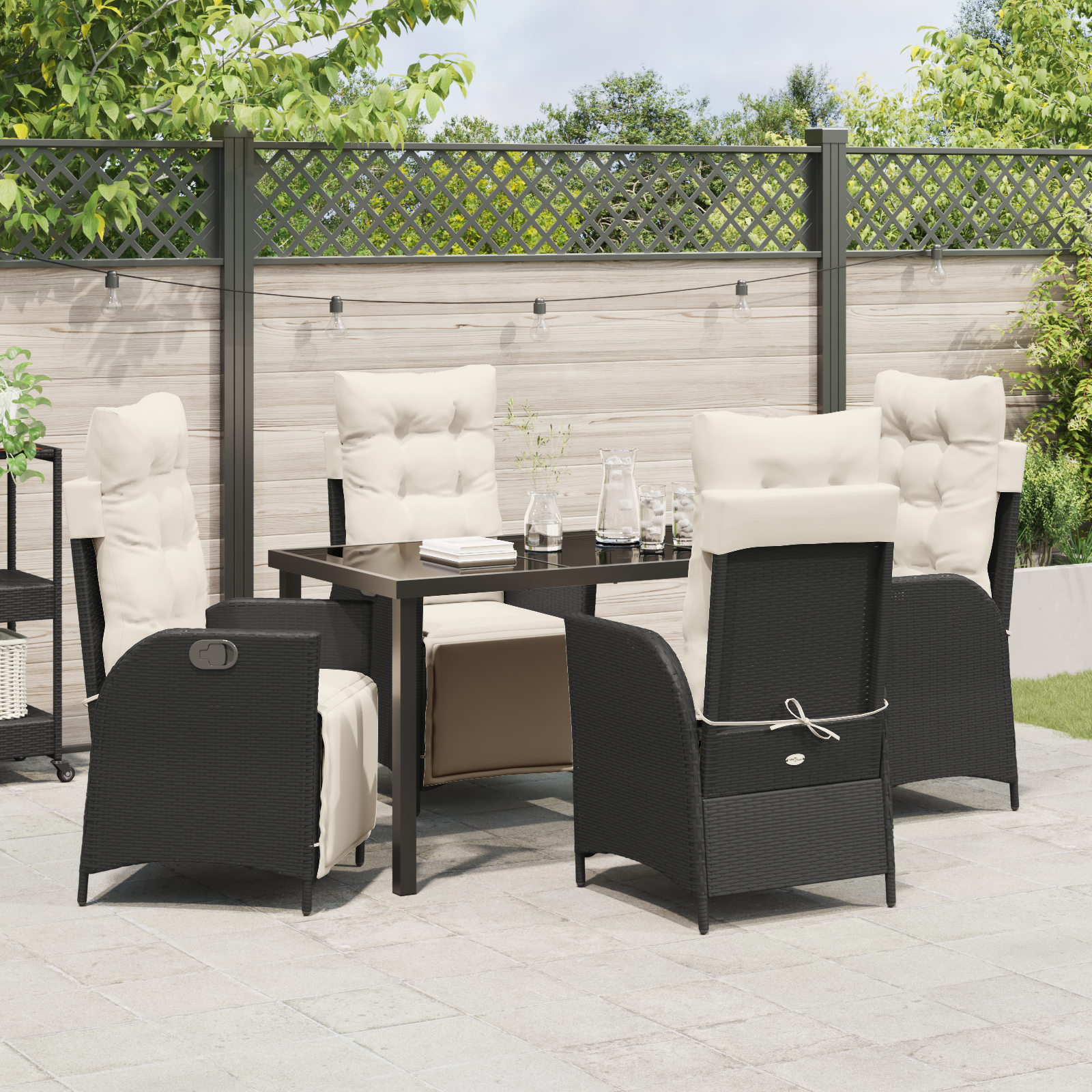 Set de 5 Mobilier pentru Grădină Ratan Poly Negru GartenMobel Dekor