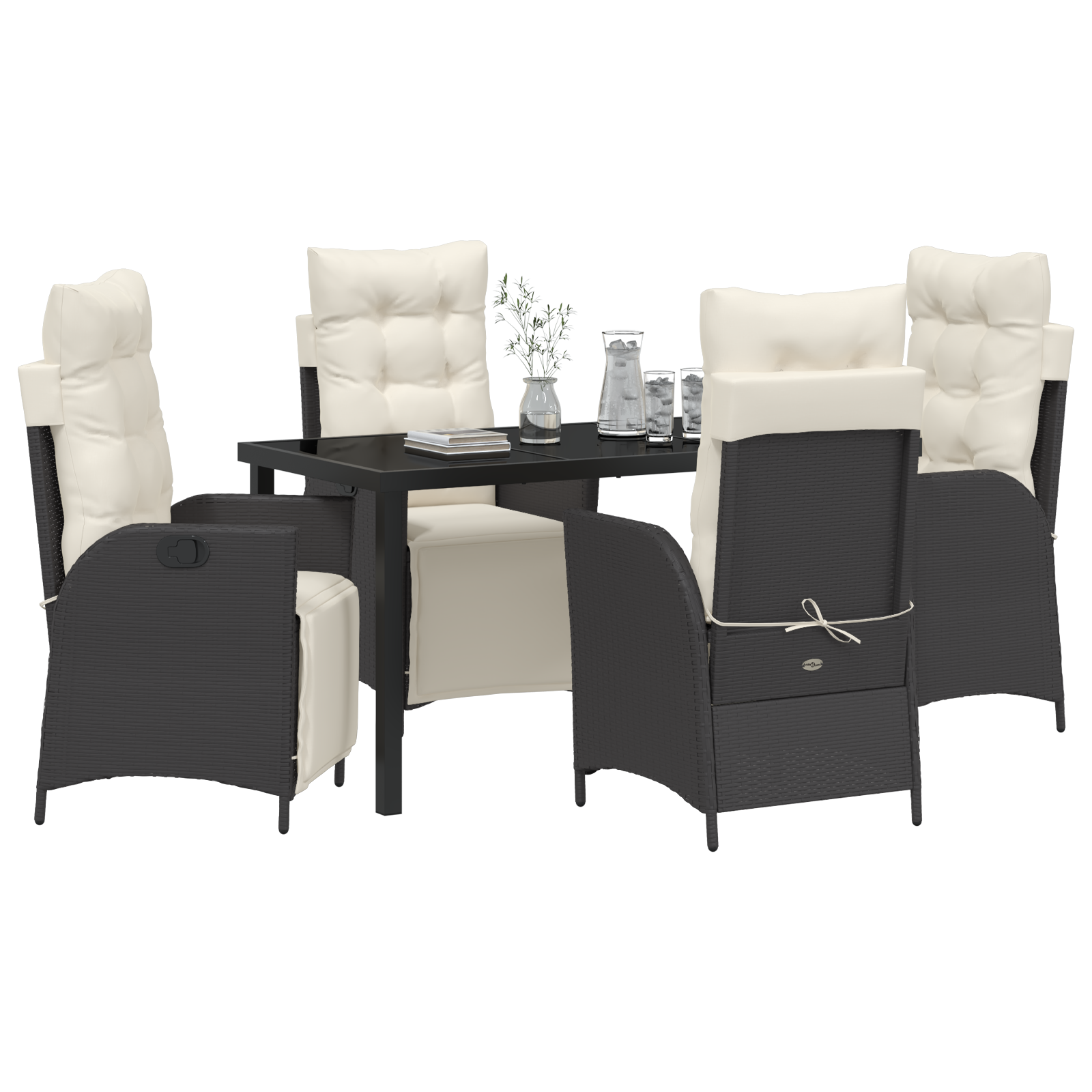 Set de 5 Mobilier pentru Grădină Ratan Poly Negru GartenMobel Dekor