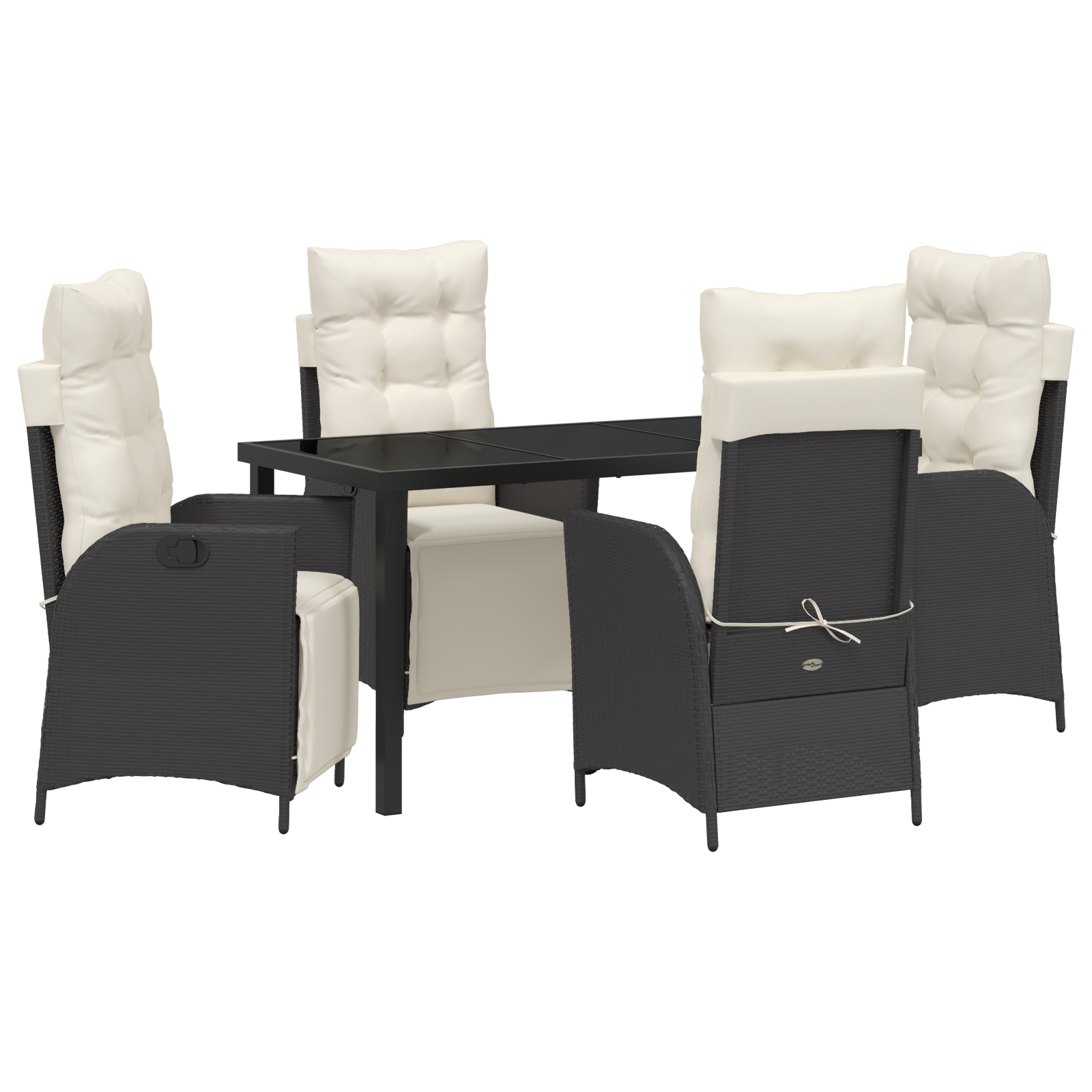 Set de 5 Mobilier pentru Grădină Ratan Poly Negru GartenMobel Dekor