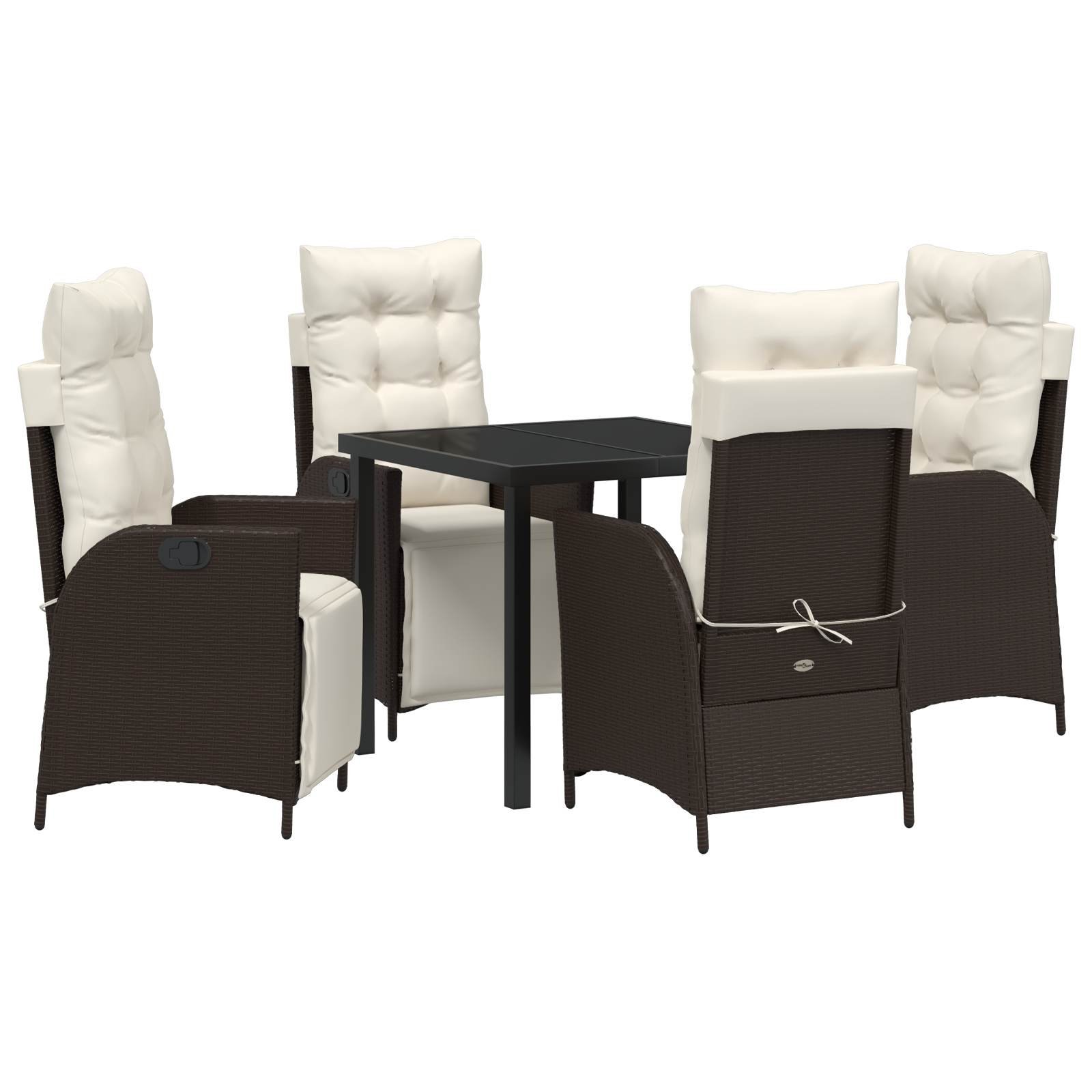 Set de 5 Piese pentru Mâncare în Grădină Maro Ratan Polimer GartenMobel Dekor