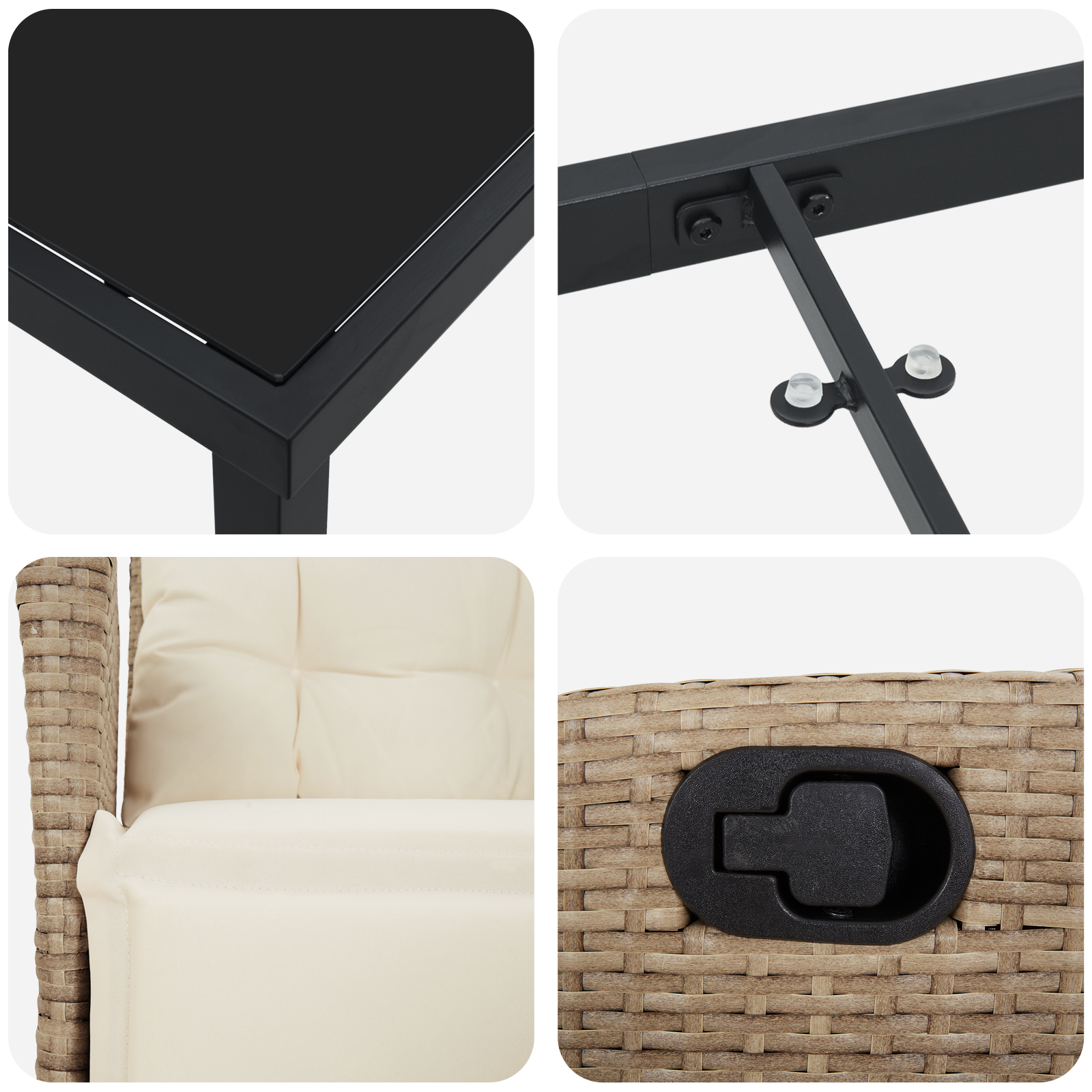 Set de 5 mese pentru grădină bej din ratan poli GartenMobel Dekor