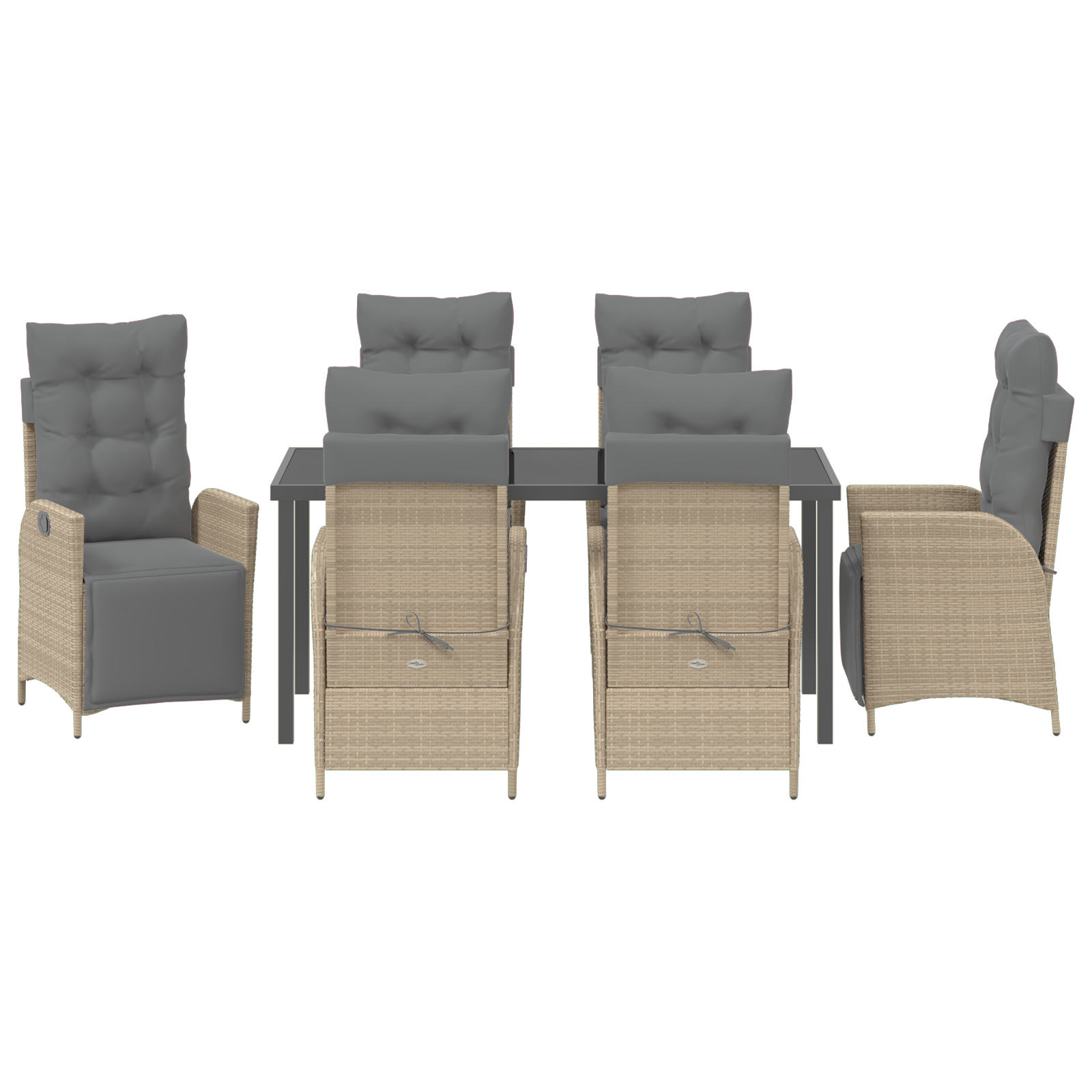 Set de 7 piese pentru dining în grădină Bej Rattan Poli GartenMobel Dekor