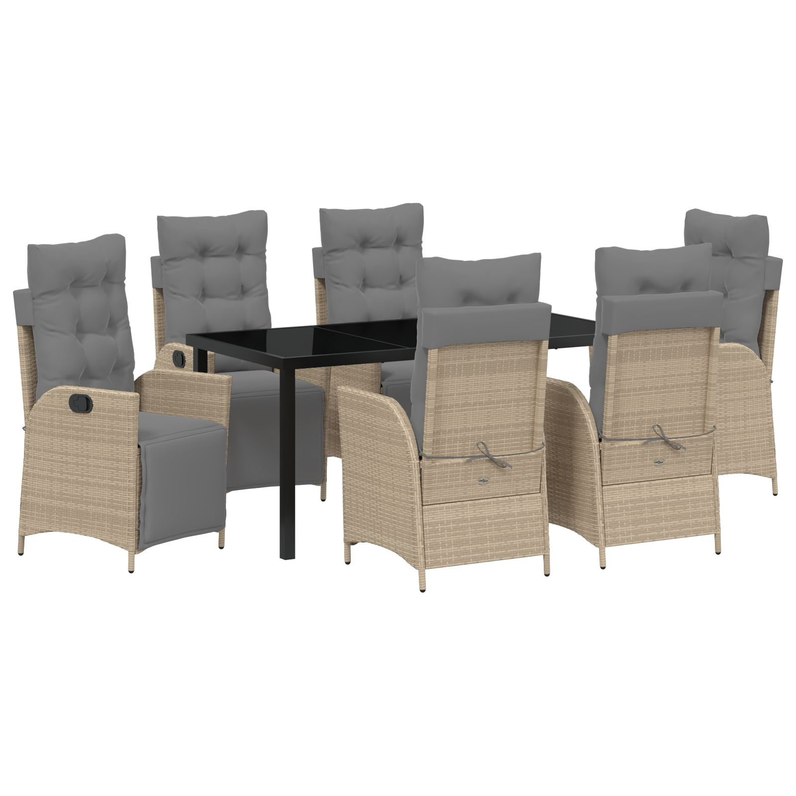 Set de 7 piese pentru dining în grădină Bej Rattan Poli GartenMobel Dekor