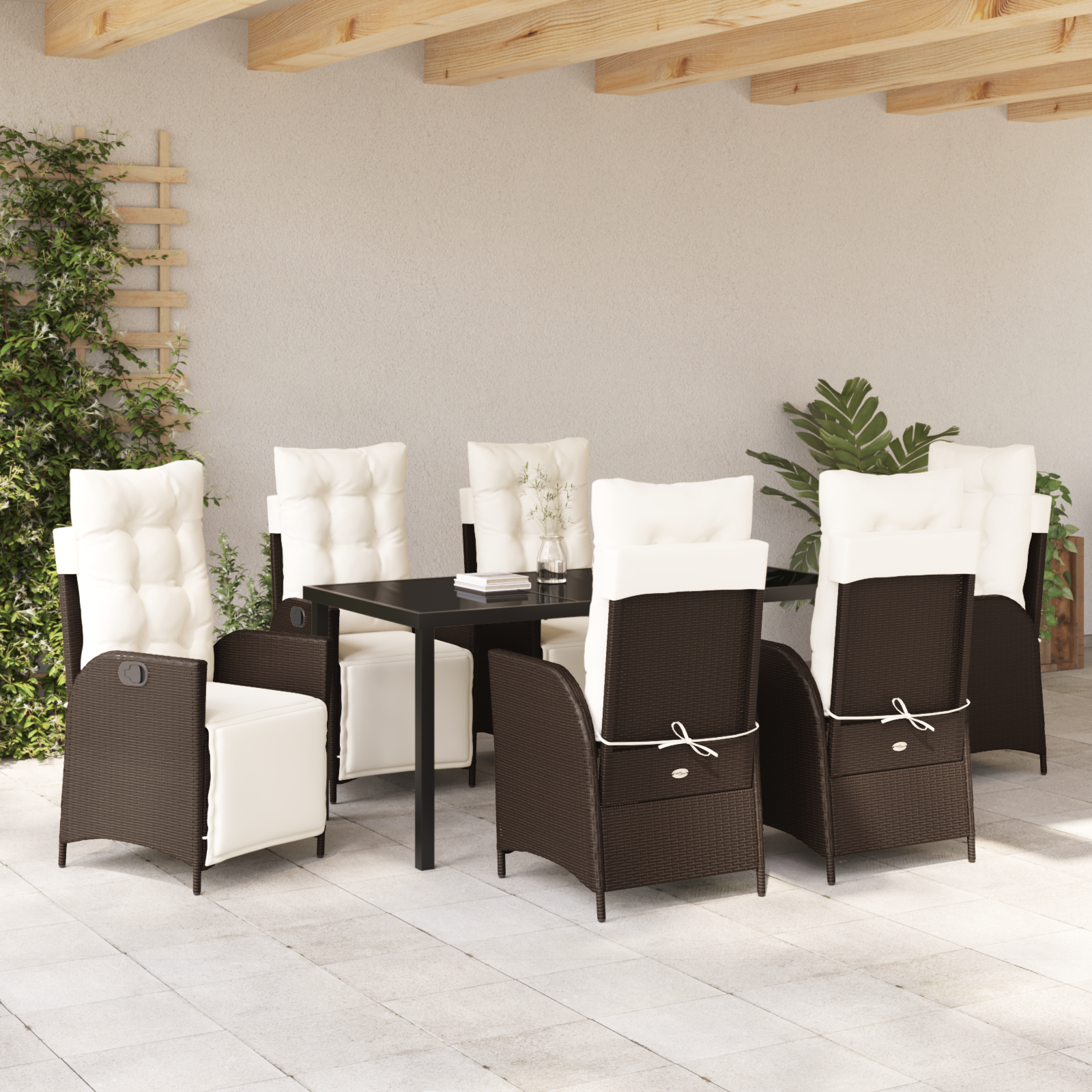 Set de Dining pentru Grădină 7 Piese Maro din Poliratan GartenMobel Dekor