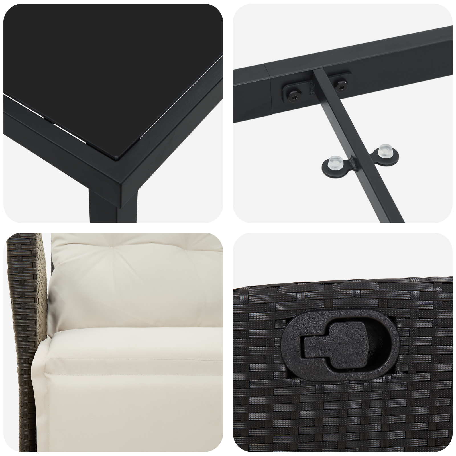 Set de Masă de Grădină 5 Piese Negru Ratan Poli GartenMobel Dekor