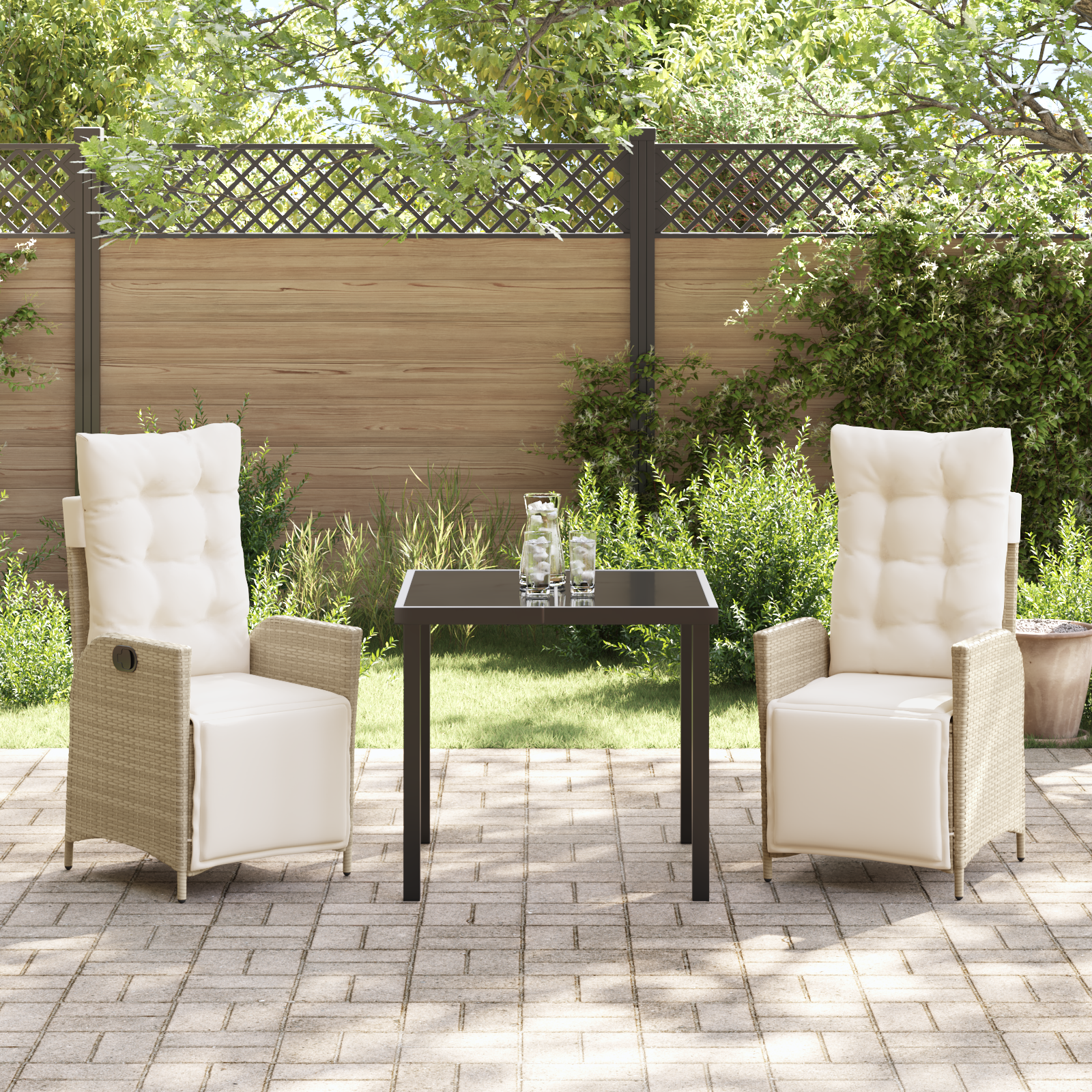 Set de Mobilier pentru Grădină din 3 Piese Bej Ratan Polimeric GartenMobel Dekor