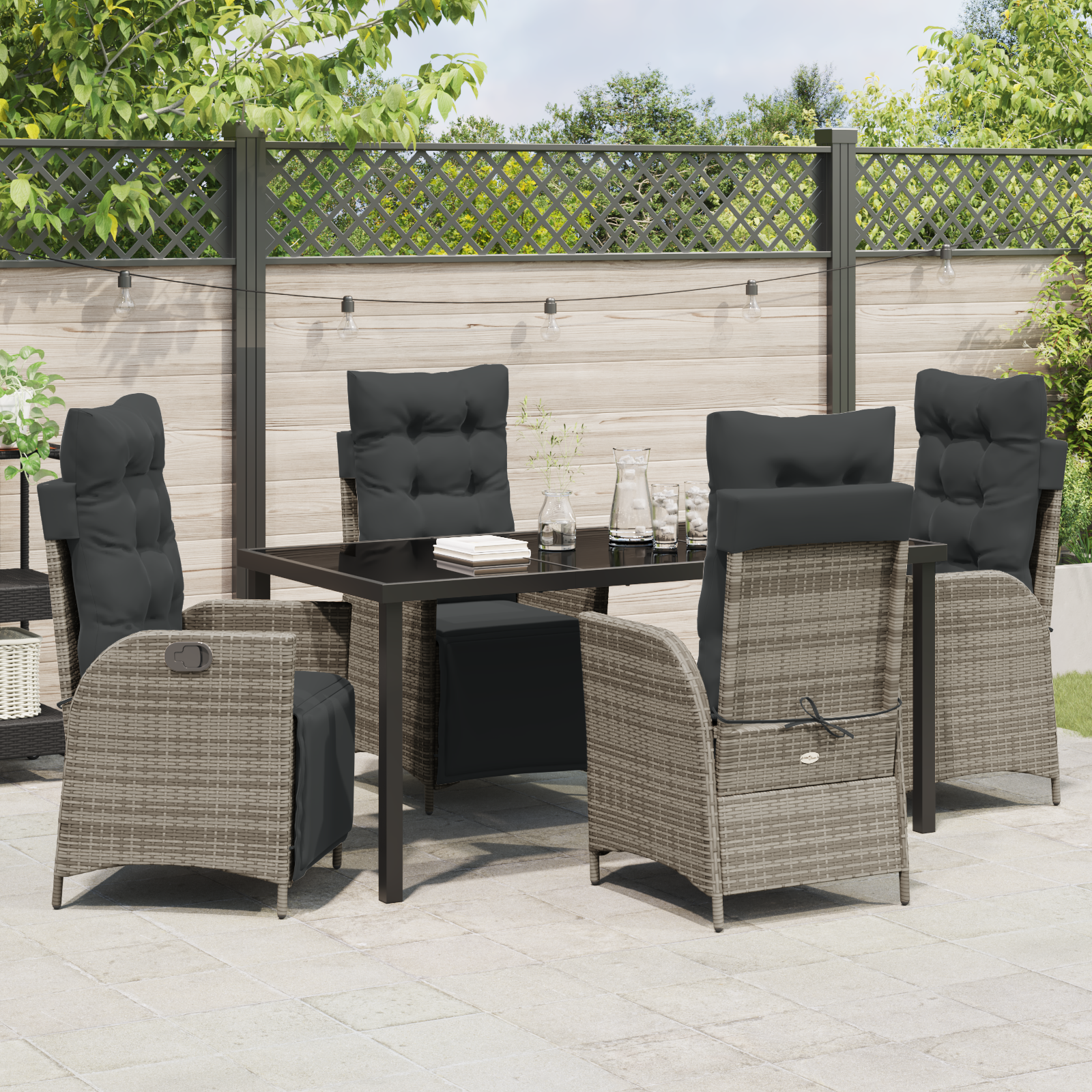 Set de dining de grădină 5 piese Gri Ratan Poli GartenMobel Dekor