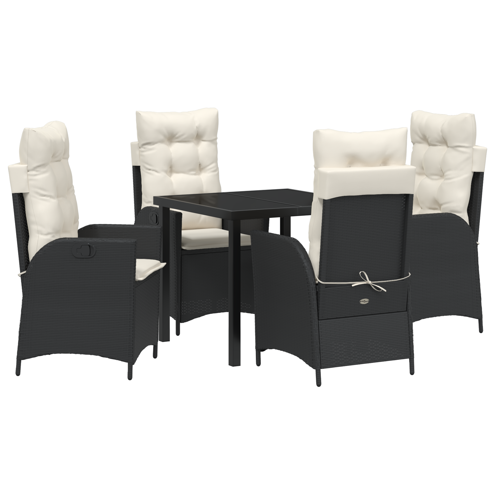Set de dining de grădină cu 5 piese și perne - Poliratan negru GartenMobel Dekor