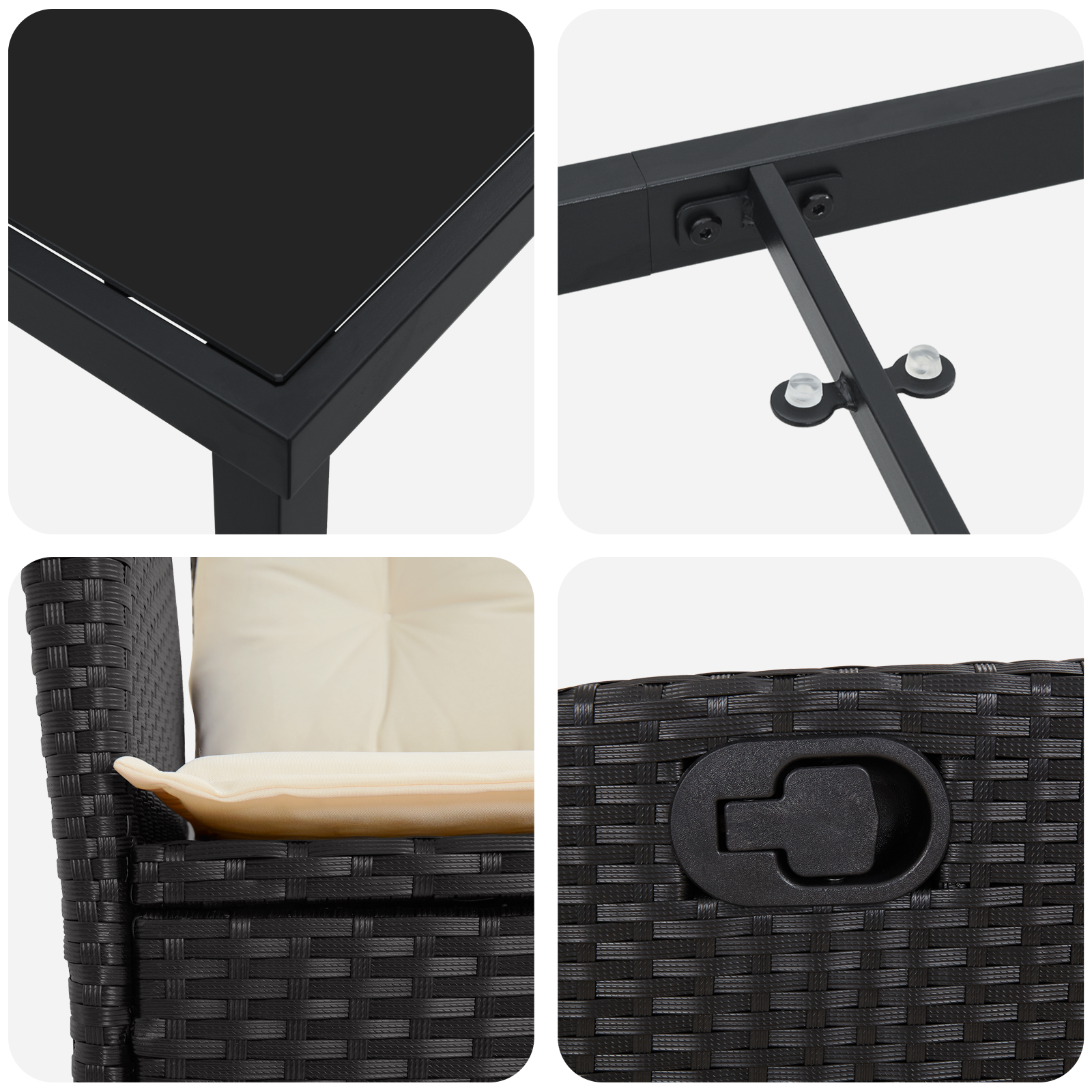 Set de dining de grădină cu 5 piese și perne - Poliratan negru GartenMobel Dekor