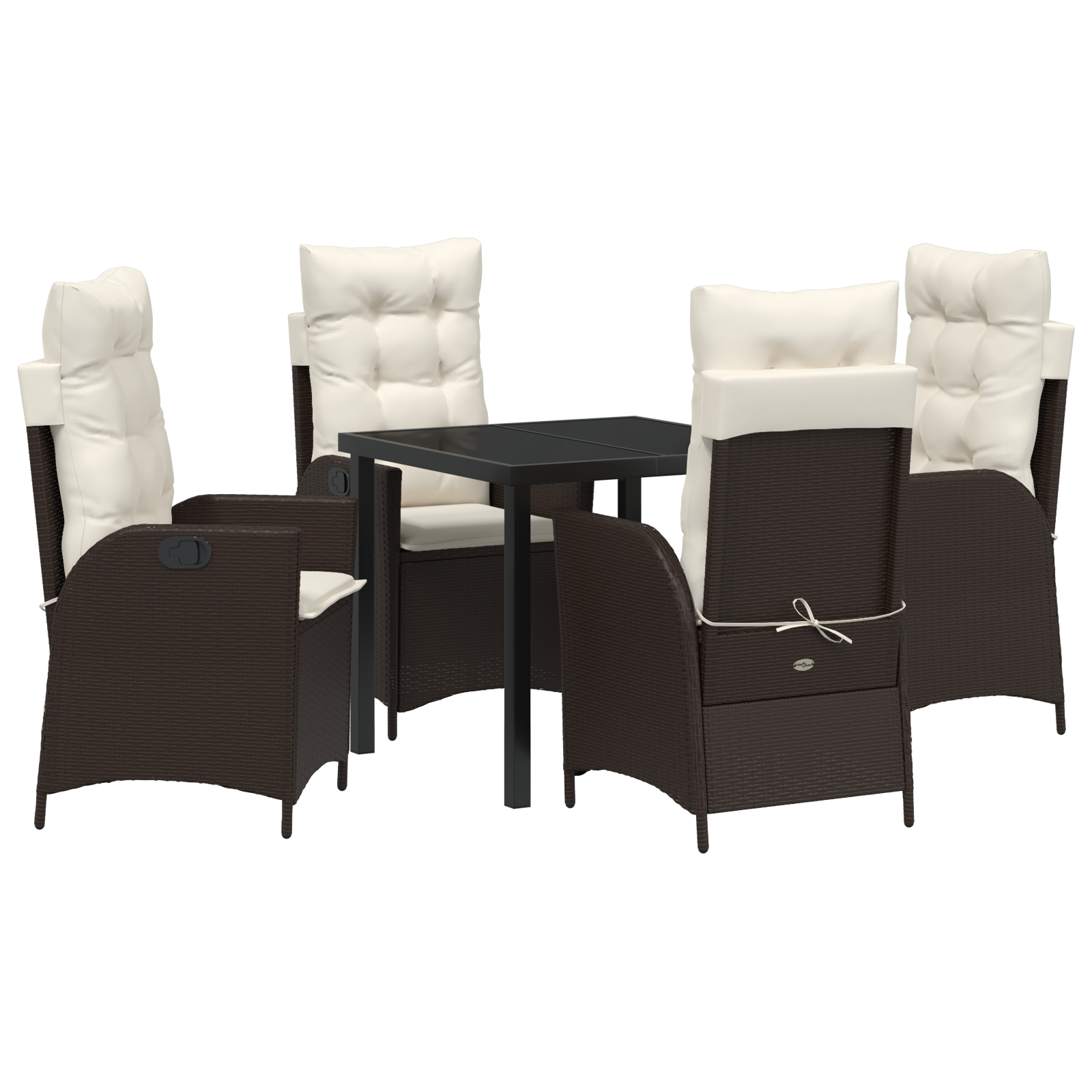 Set de dining de grădină cu 5 piese și perne din ratan polimer maro GartenMobel Dekor