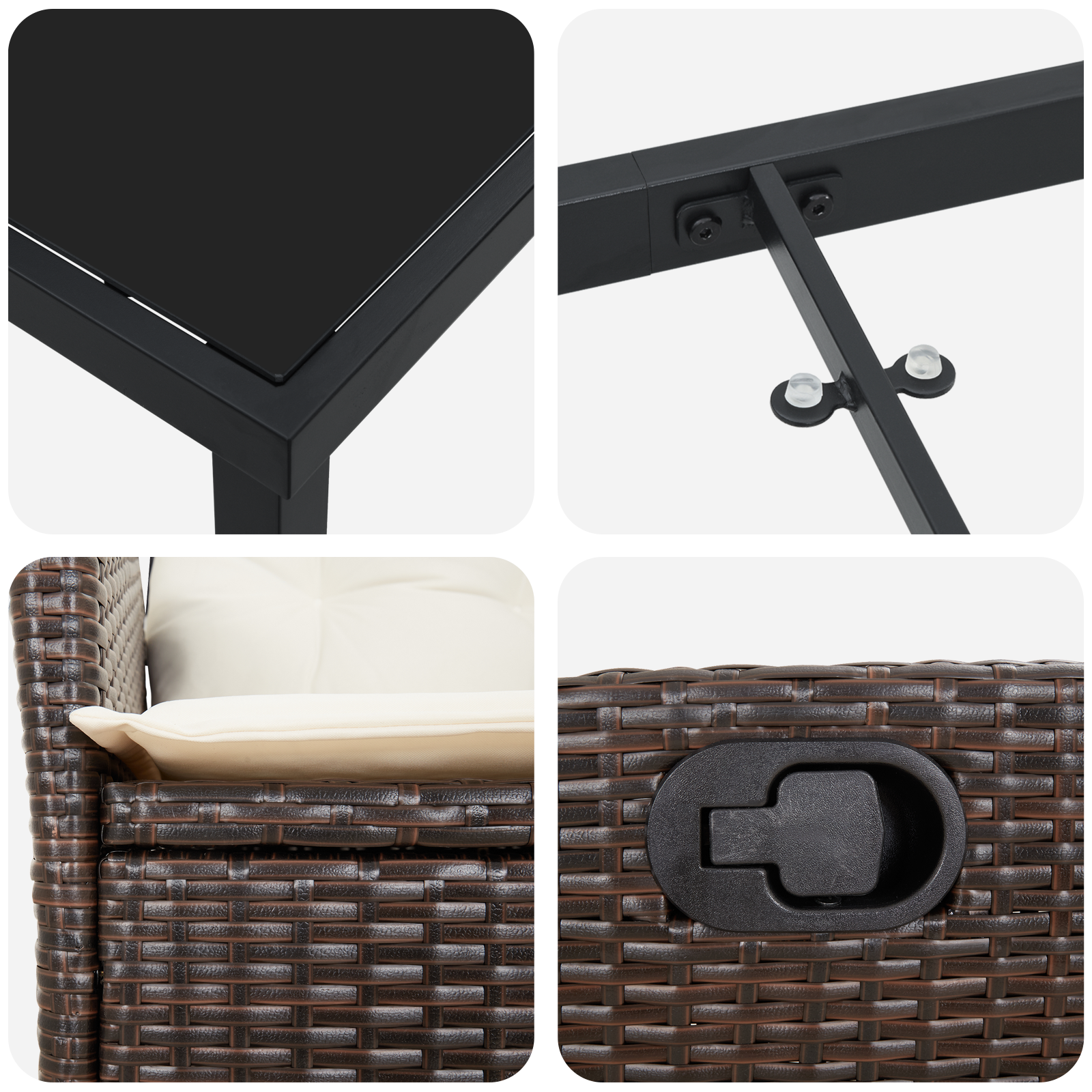 Set de dining de grădină cu 5 piese și perne din ratan polimer maro GartenMobel Dekor