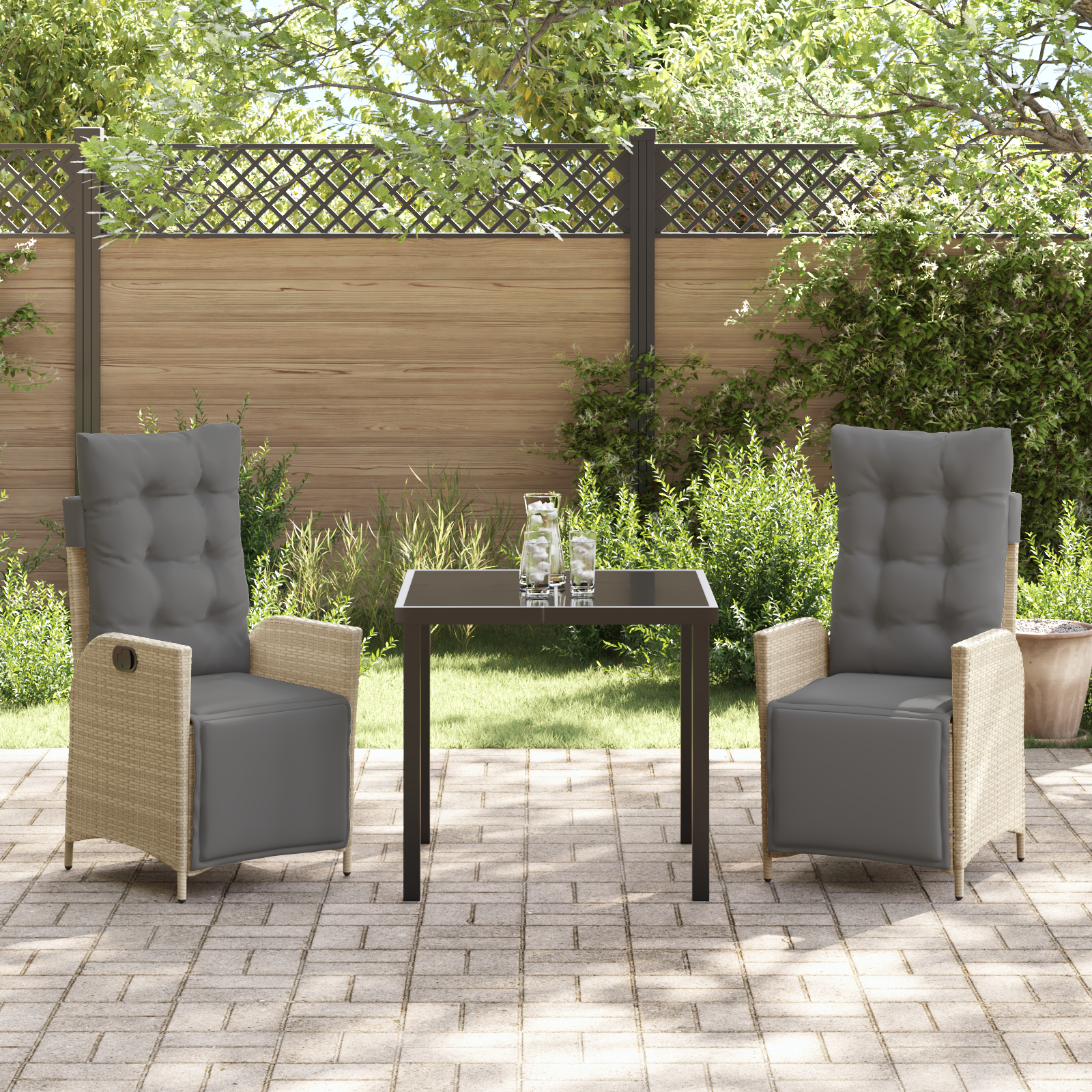 Set de dining pentru grădină 3 piese bej din poliratan GartenMobel Dekor