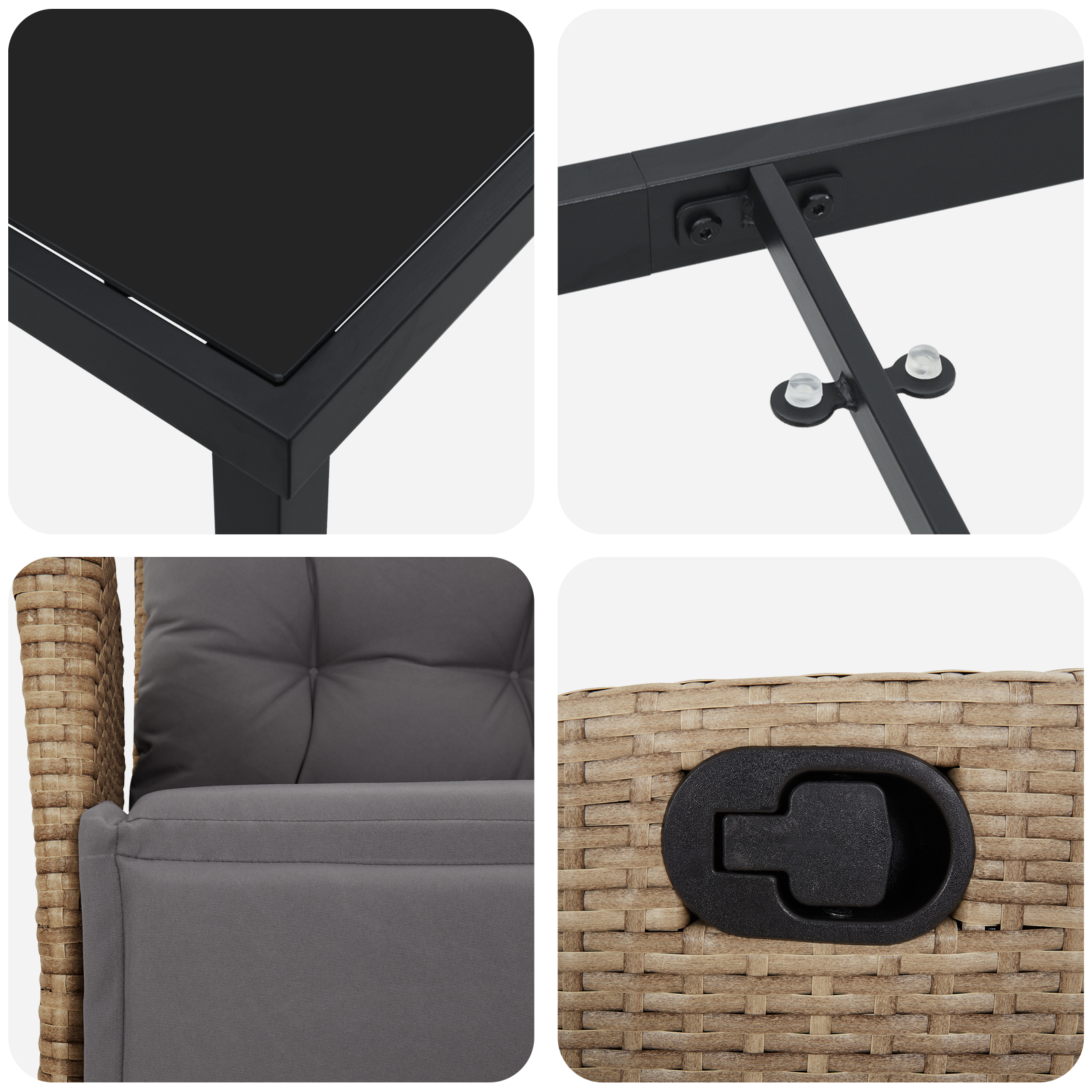 Set de dining pentru grădină 3 piese bej din poliratan GartenMobel Dekor