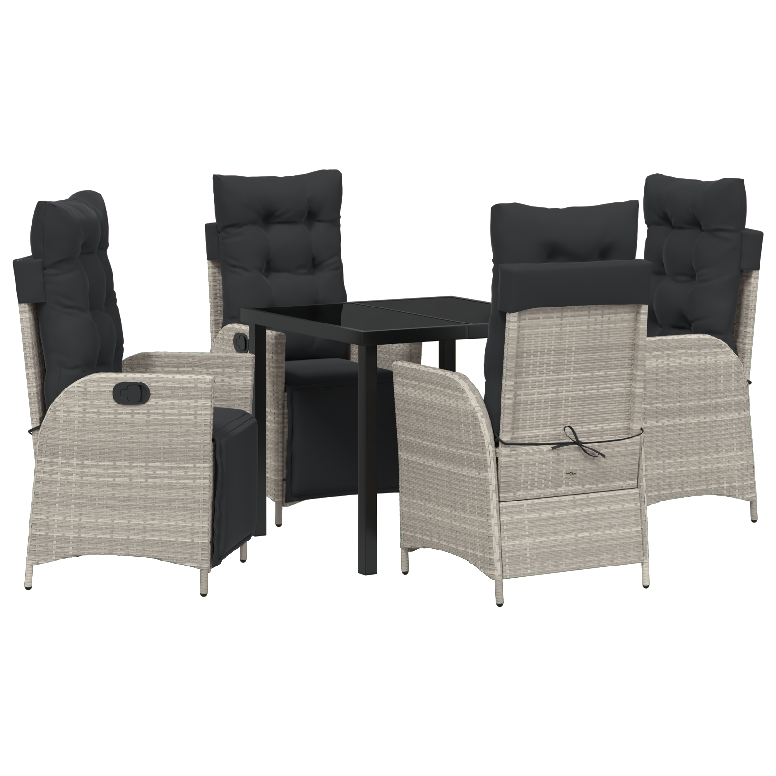 Set de dining pentru grădină 5 piese Gri Deschis Ratan Sintetic GartenMobel Dekor