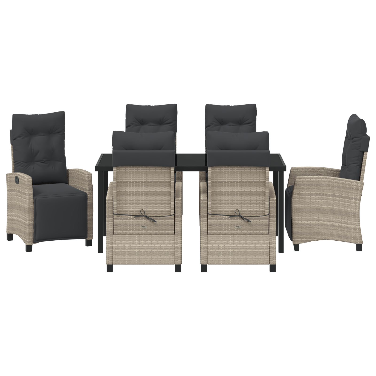 Set de dining pentru grădină 7 piese Gri deschis din Ratan Poliratan GartenMobel Dekor