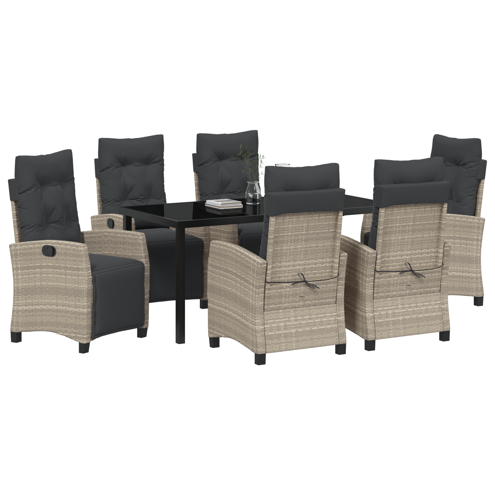 Set de dining pentru grădină 7 piese Gri deschis din Ratan Poliratan GartenMobel Dekor