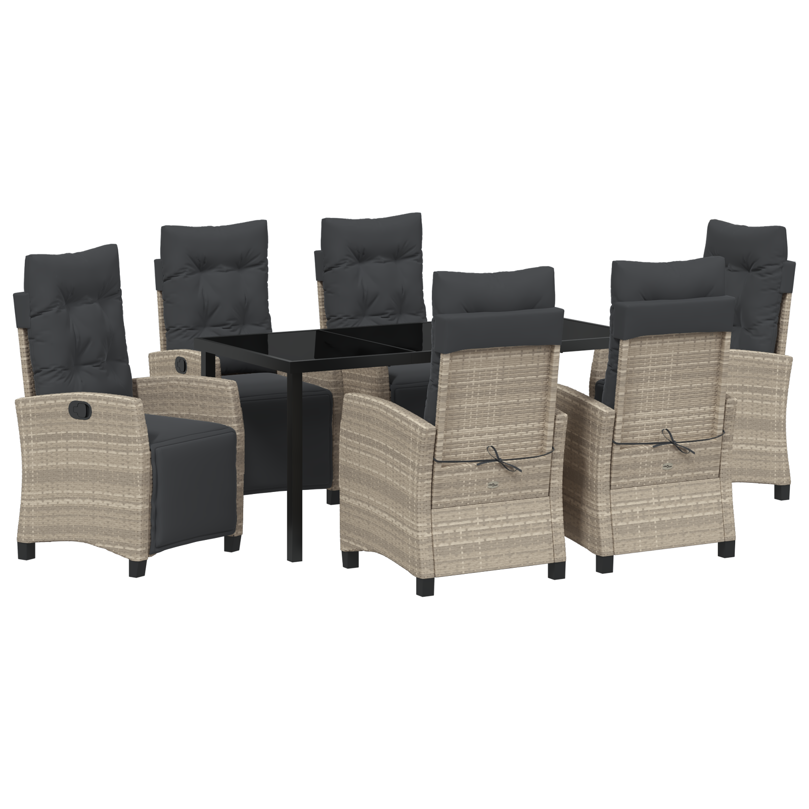 Set de dining pentru grădină 7 piese Gri deschis din Ratan Poliratan GartenMobel Dekor