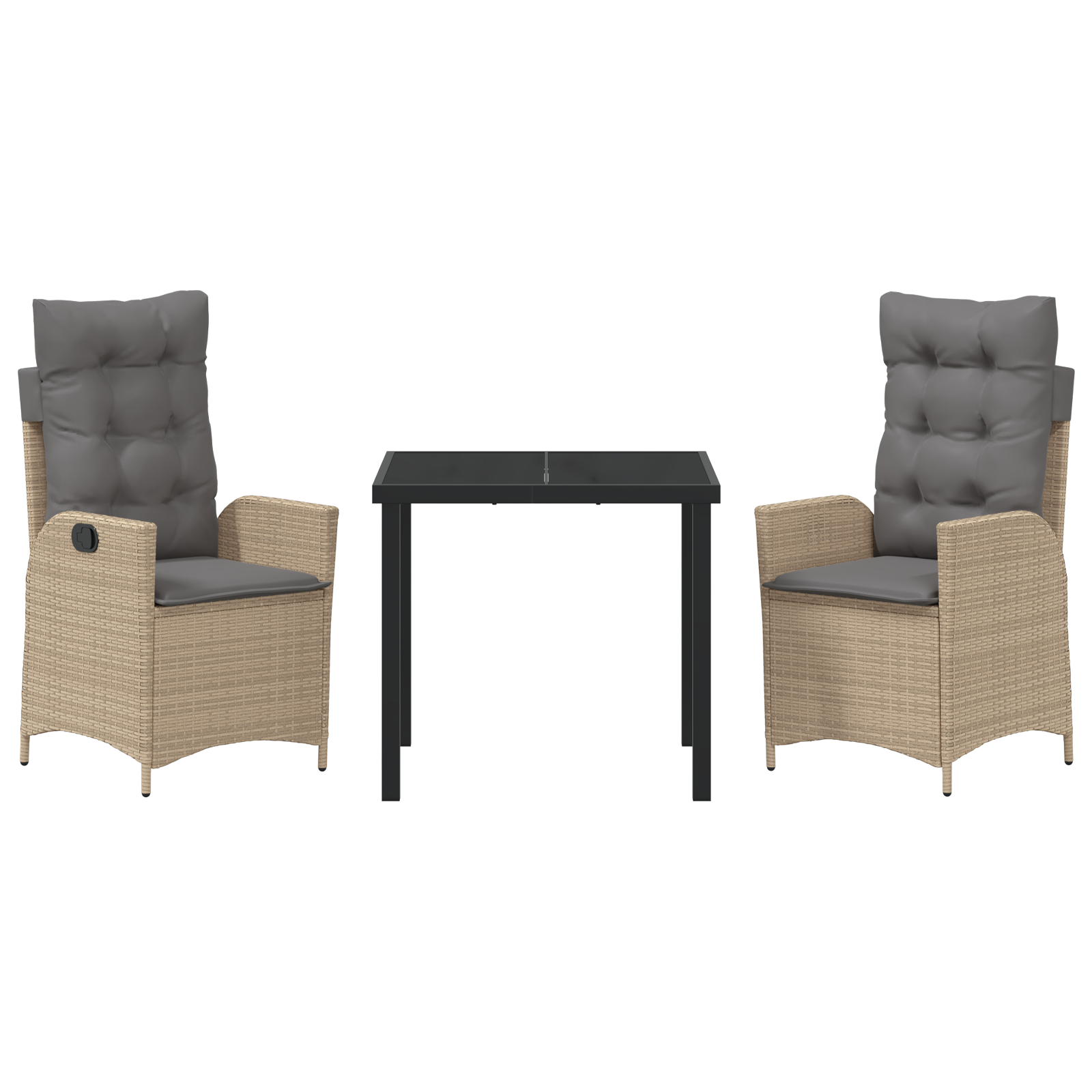 Set de dining pentru grădină de 3 piese cu perne bej din poliratan GartenMobel Dekor