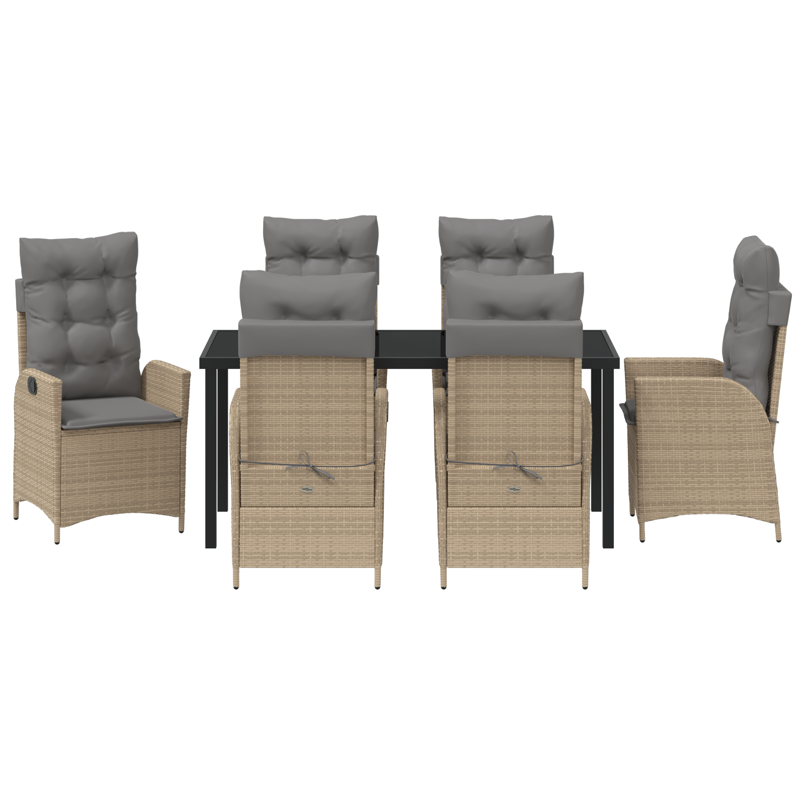 Set de dining pentru grădină de 7 piese cu perne Bej Ratan Sintetic GartenMobel Dekor