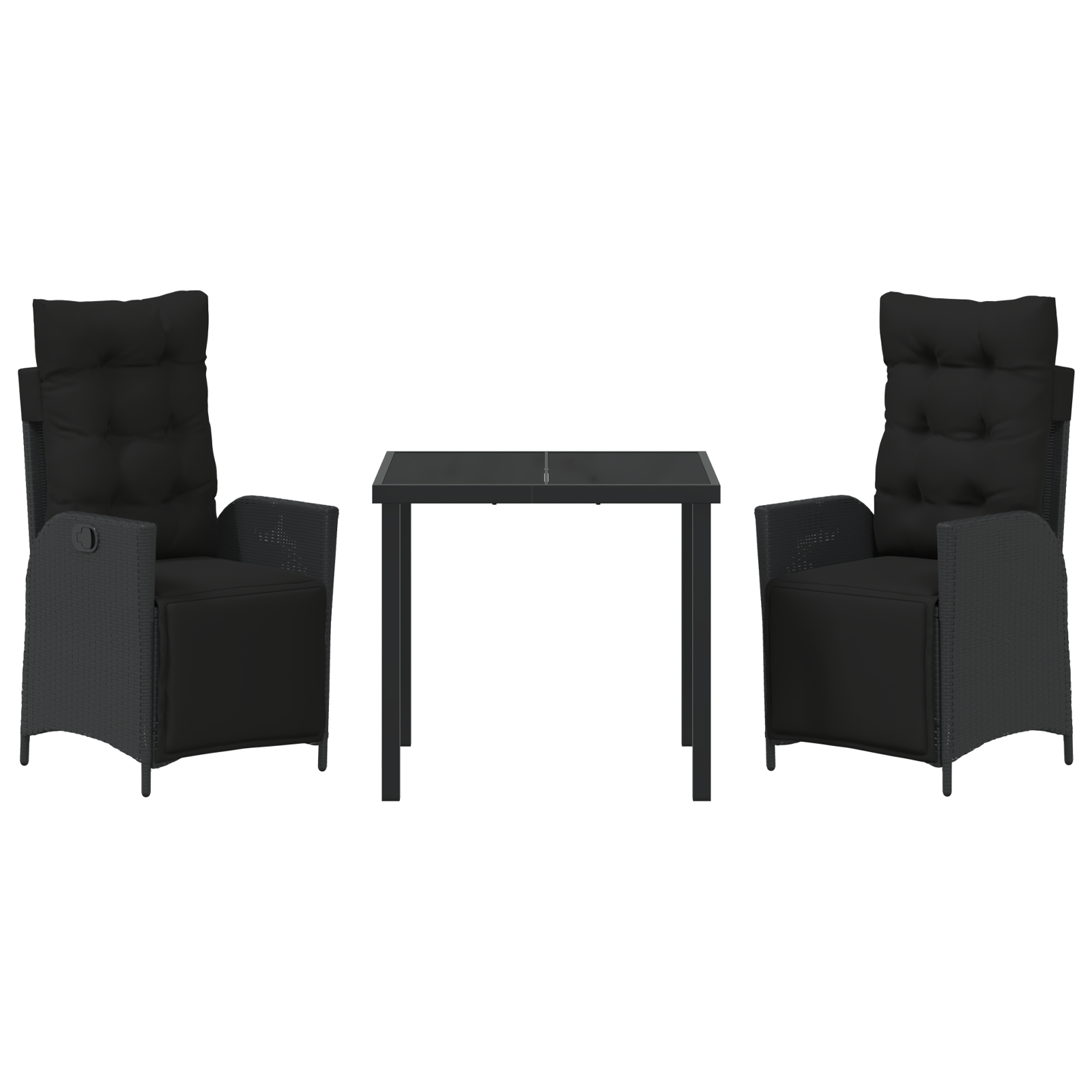 Set de masă de grădină 3 piese, ratan poli negru GartenMobel Dekor