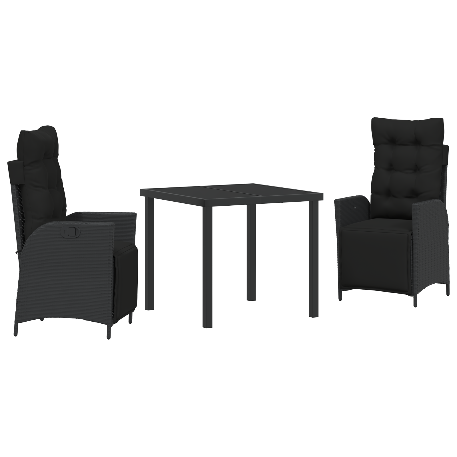 Set de masă de grădină 3 piese, ratan poli negru GartenMobel Dekor