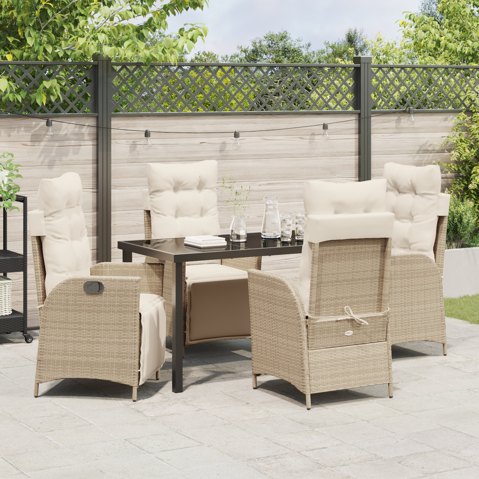 Set de mobilier de grădină de 5 piese Bej Rattan Poli GartenMobel Dekor