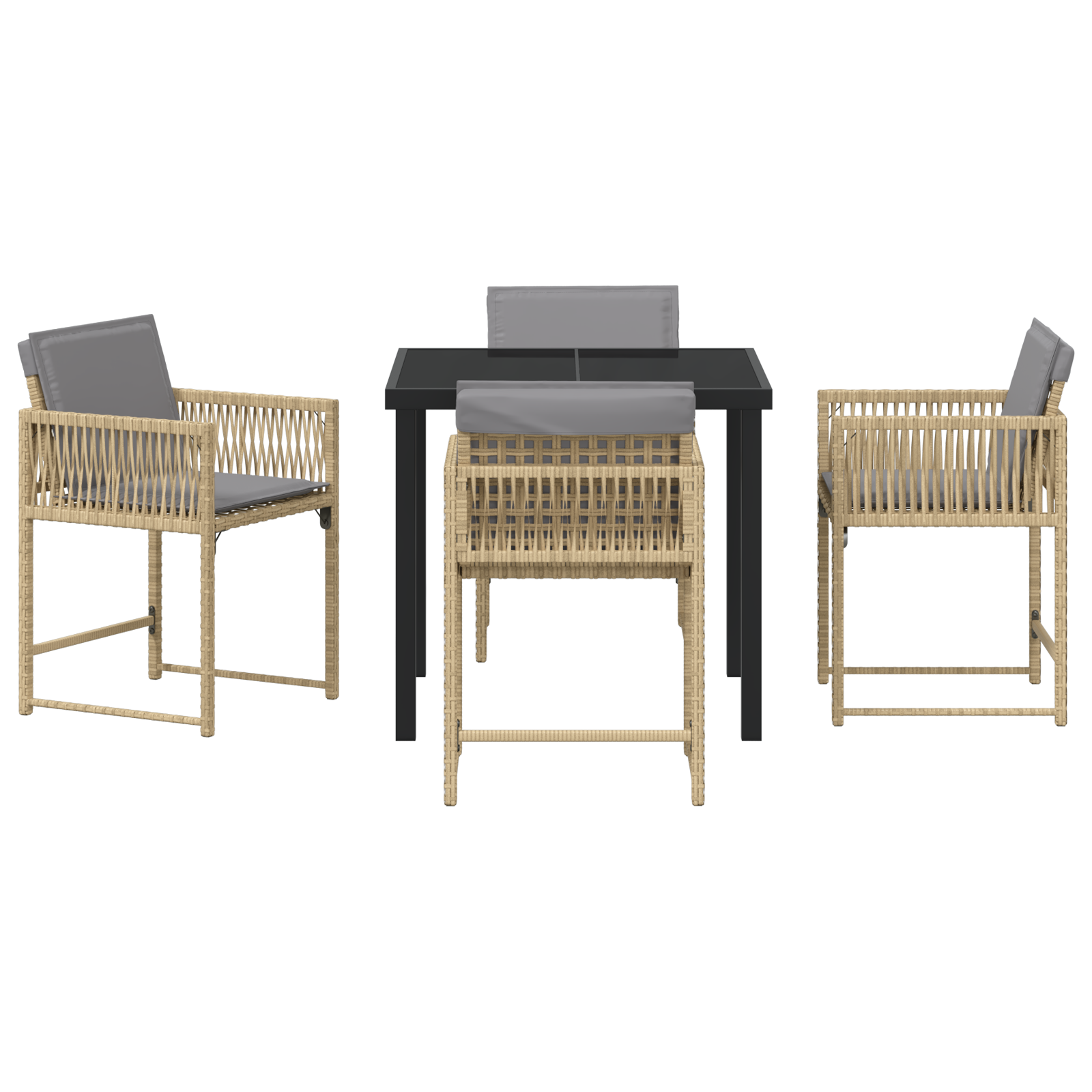 Set Dining cu 5 Piese și Perne Bej din Poli Ratan GartenMobel Dekor