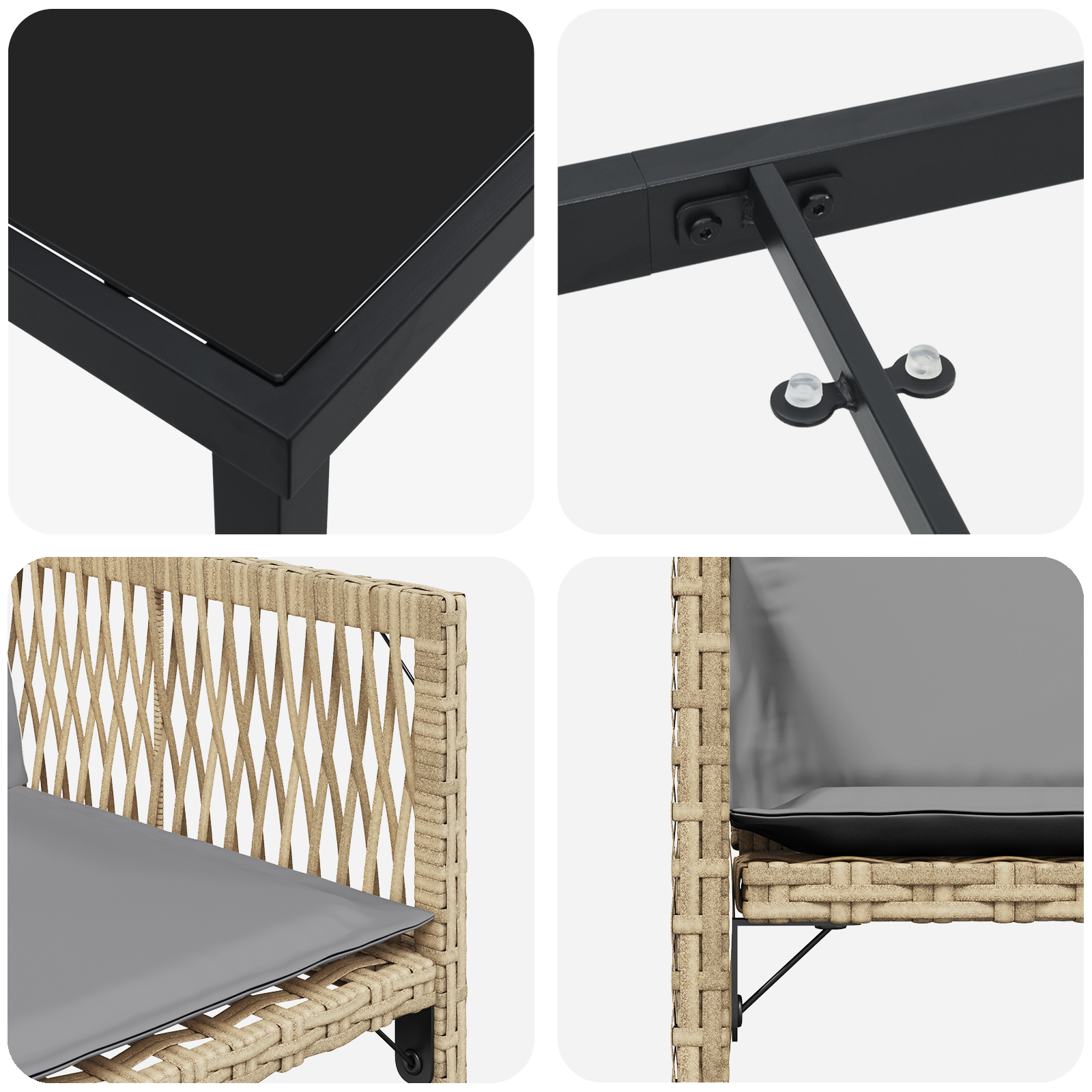 Set de Dining de Grădină cu Perne Bej din Ratan Poli GartenMobel Dekor