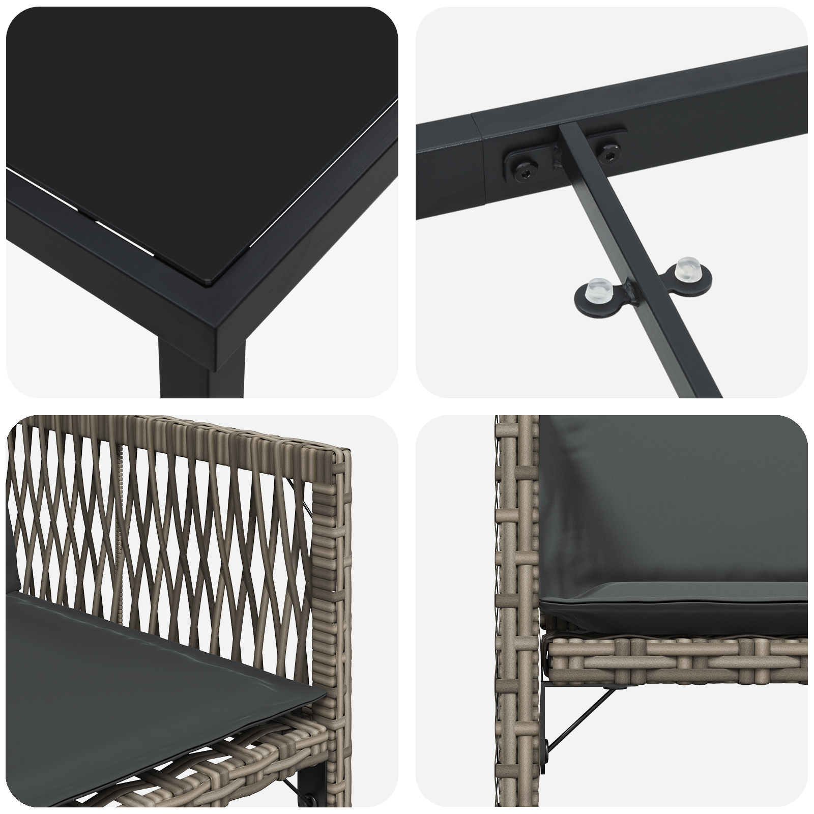 Set de Dining de Grădină cu Perne Gri Ratan PE GartenMobel Dekor