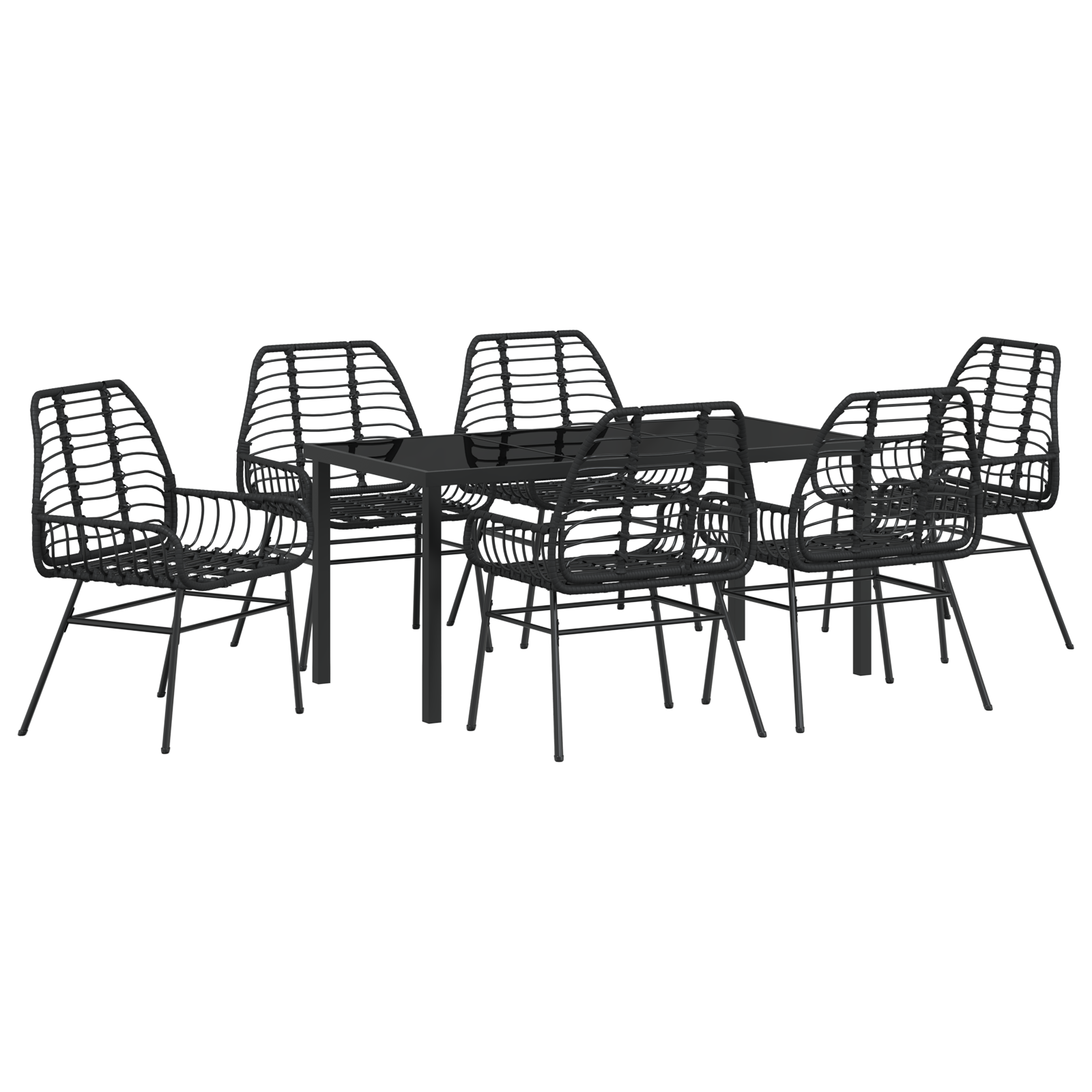 Set de Dining pentru Grădină 7 Piese Negru Poliratan GartenMobel Dekor
