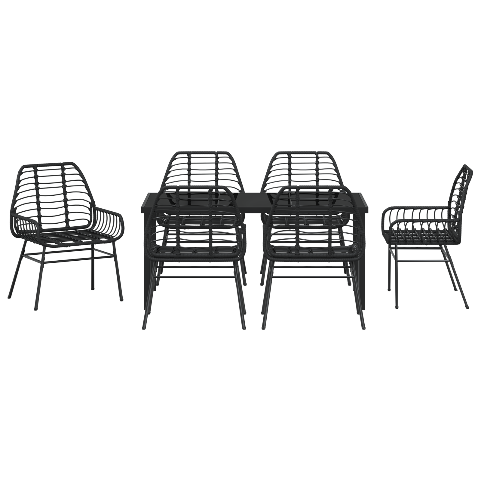 Set de Dining pentru Grădină 7 Piese Negru Poliratan GartenMobel Dekor