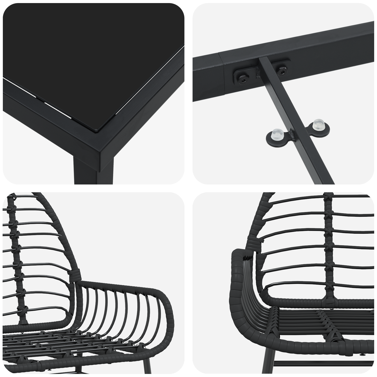 Set de Dining pentru Grădină 7 Piese Negru Poliratan GartenMobel Dekor