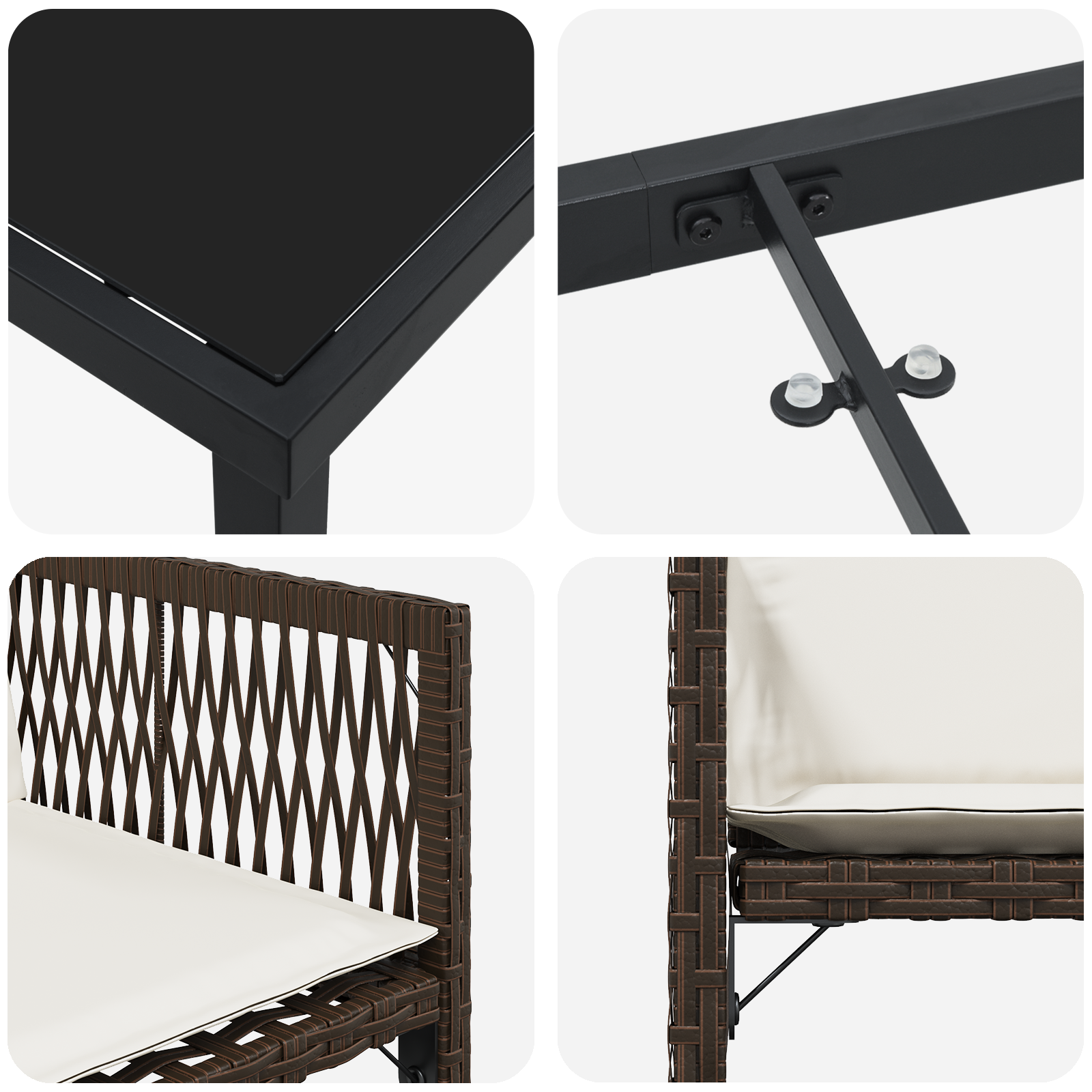 Set de Dining pentru Grădină cu 5 Piese cu Perne Maro din Rattan Polimerizat GartenMobel Dekor