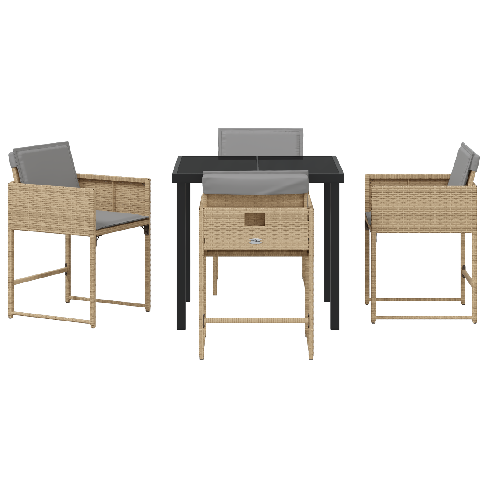 Set de Dining pentru Grădină cu Perne Bej Ratan Poli GartenMobel Dekor