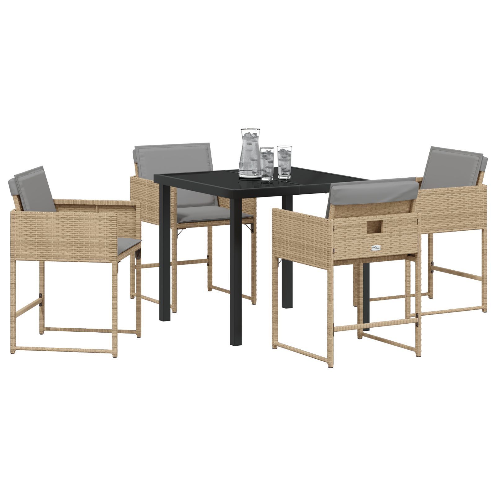 Set de Dining pentru Grădină cu Perne Bej Ratan Poli GartenMobel Dekor