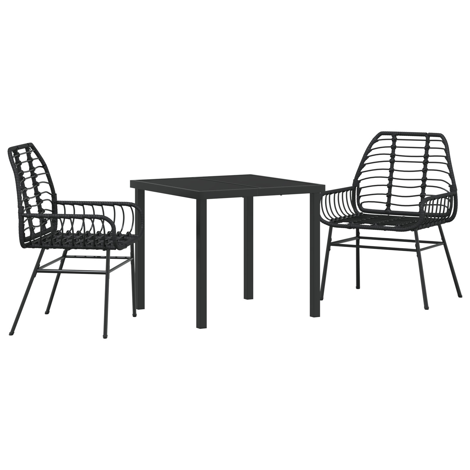 Set de dining de grădină 3 piese Negru Poliratan GartenMobel Dekor