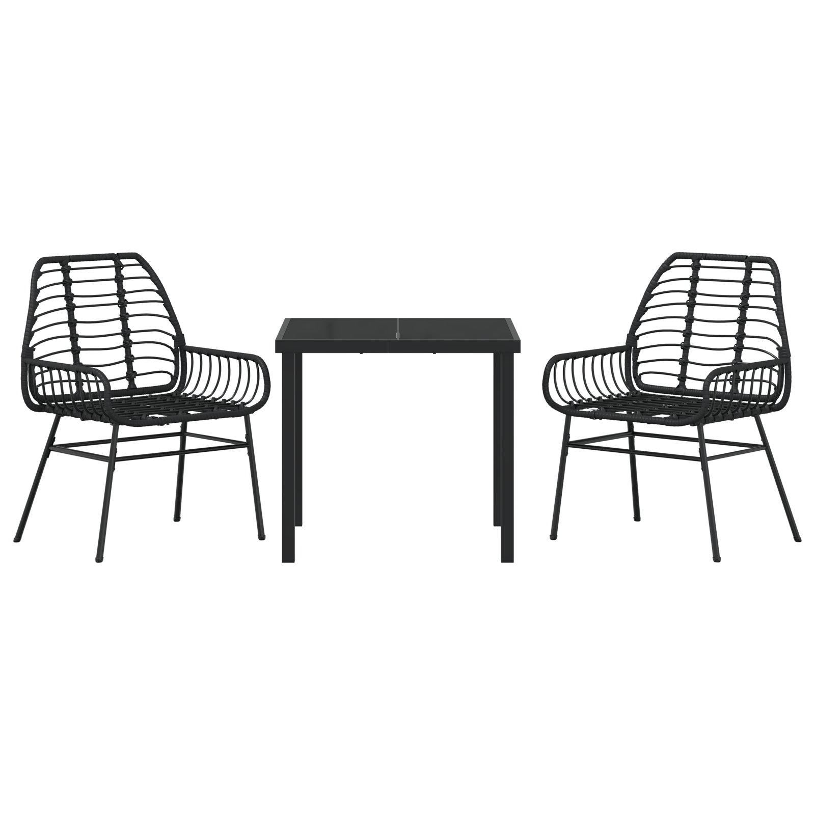 Set de dining de grădină 3 piese Negru Poliratan GartenMobel Dekor