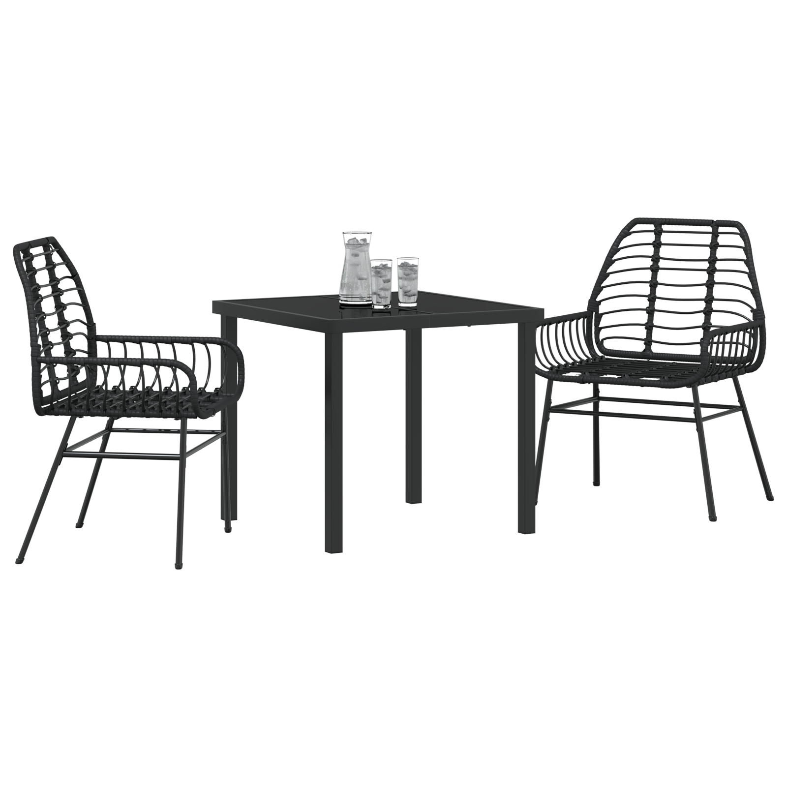 Set de dining de grădină 3 piese Negru Poliratan GartenMobel Dekor